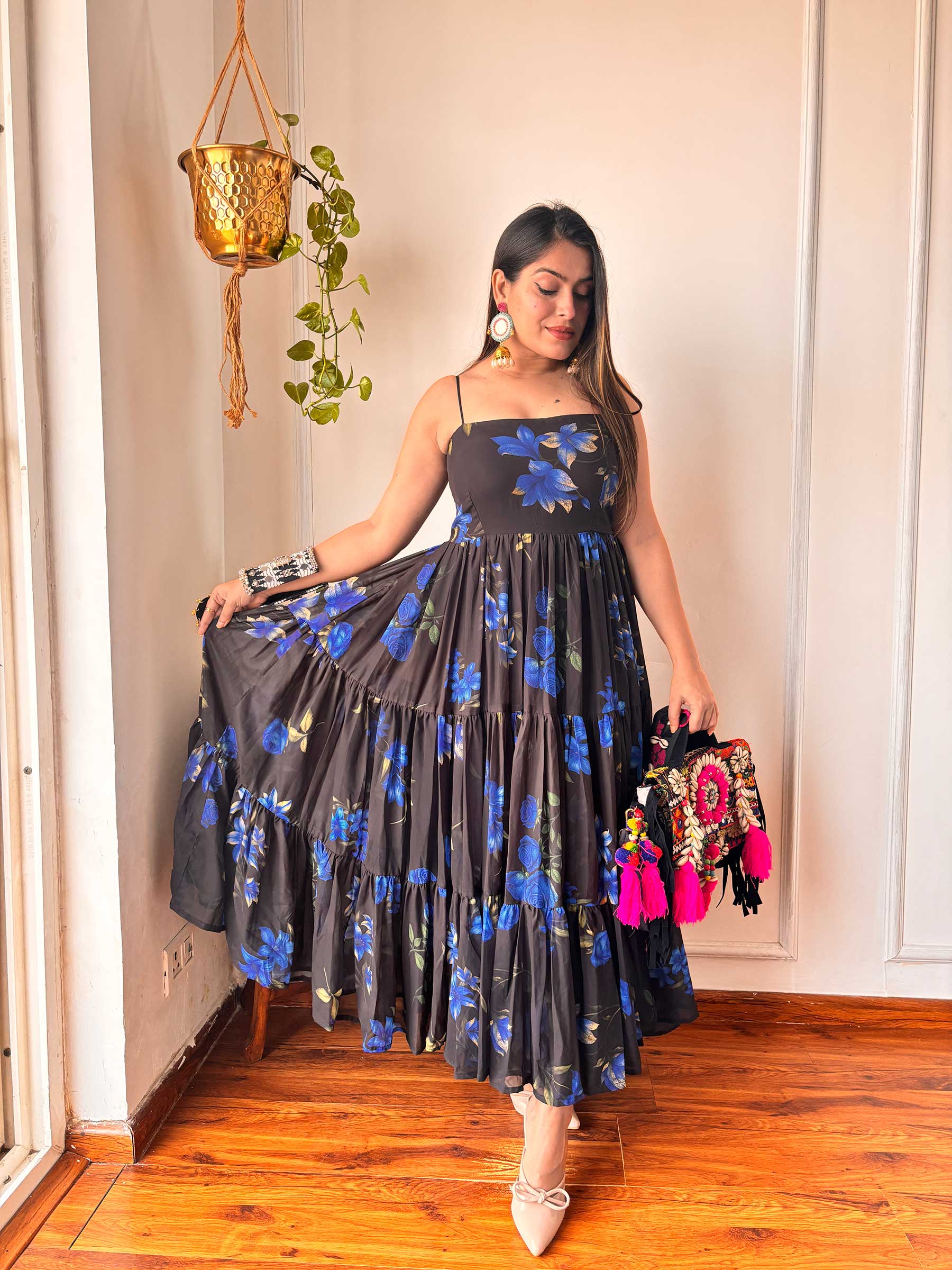 BLACK GORGETTE DRESS