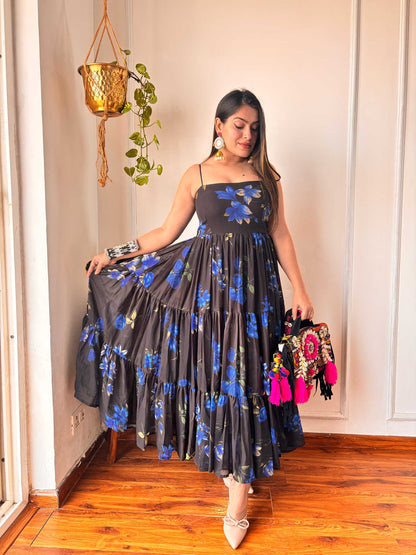 BLACK GORGETTE DRESS