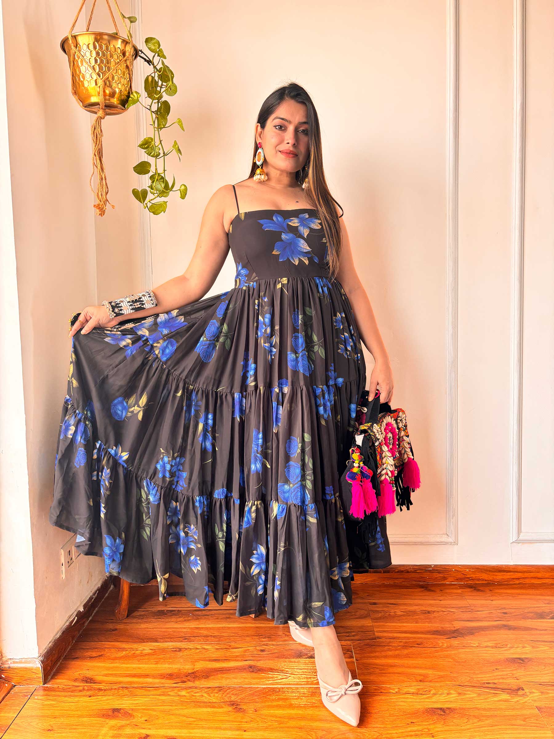 BLACK GORGETTE DRESS