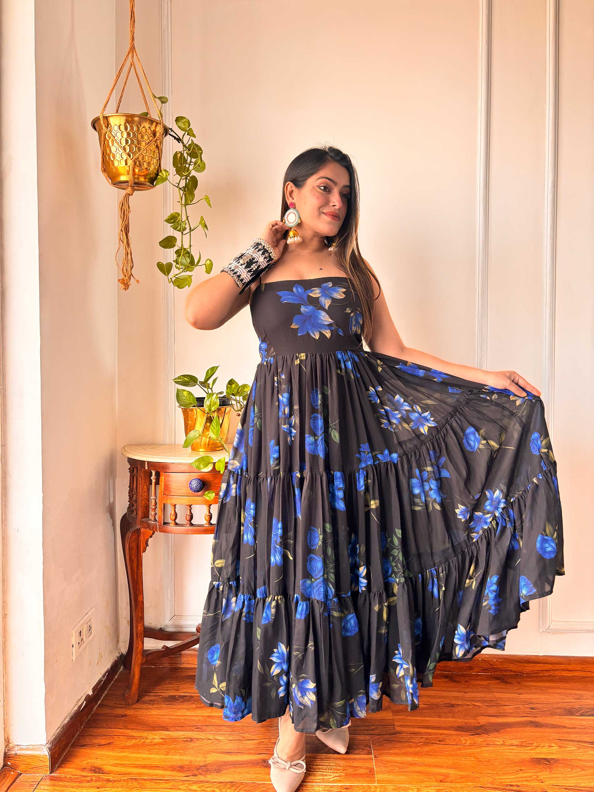 BLACK GORGETTE DRESS