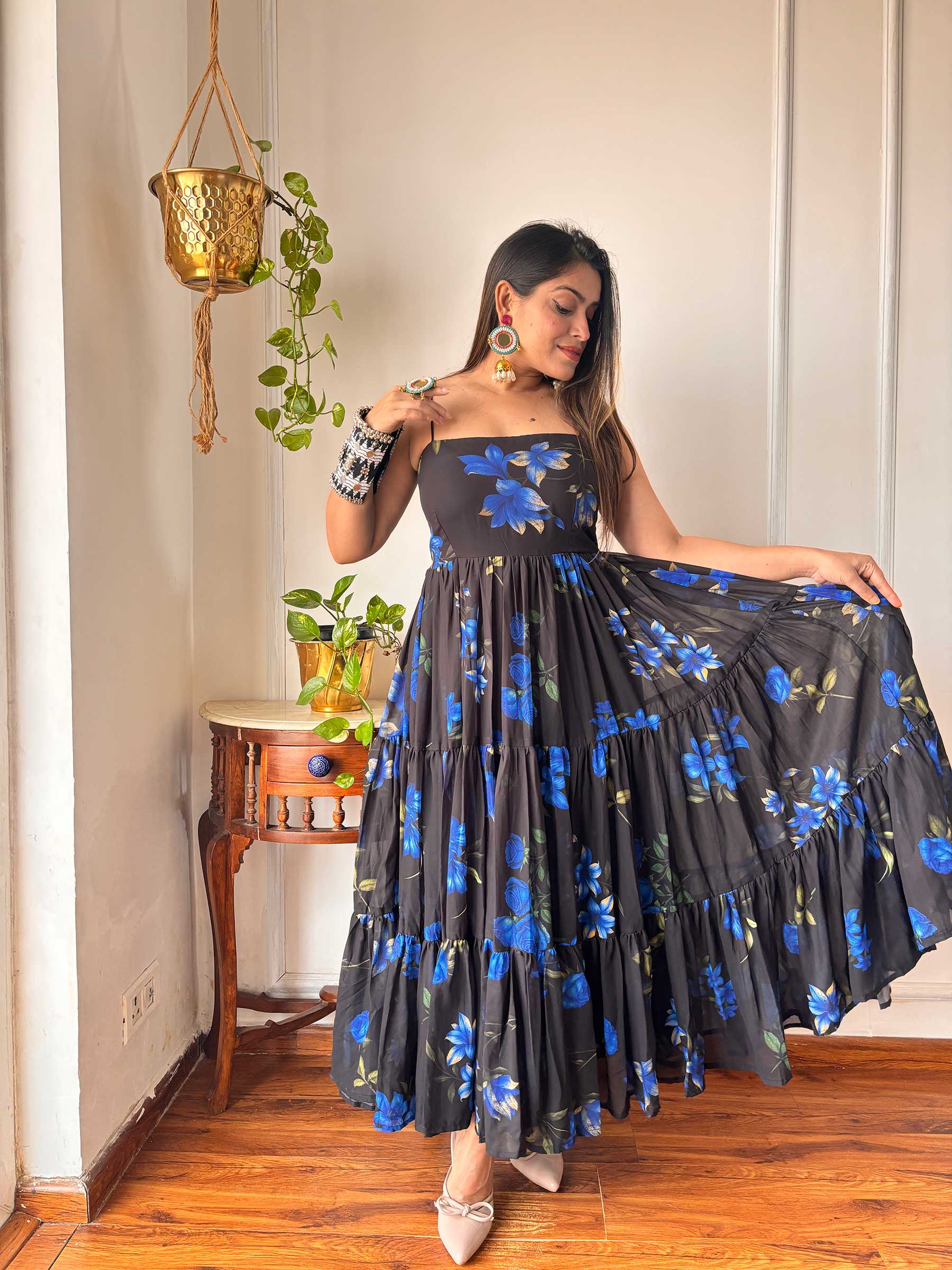 BLACK GORGETTE DRESS