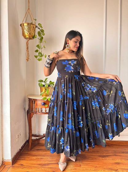 BLACK GORGETTE DRESS