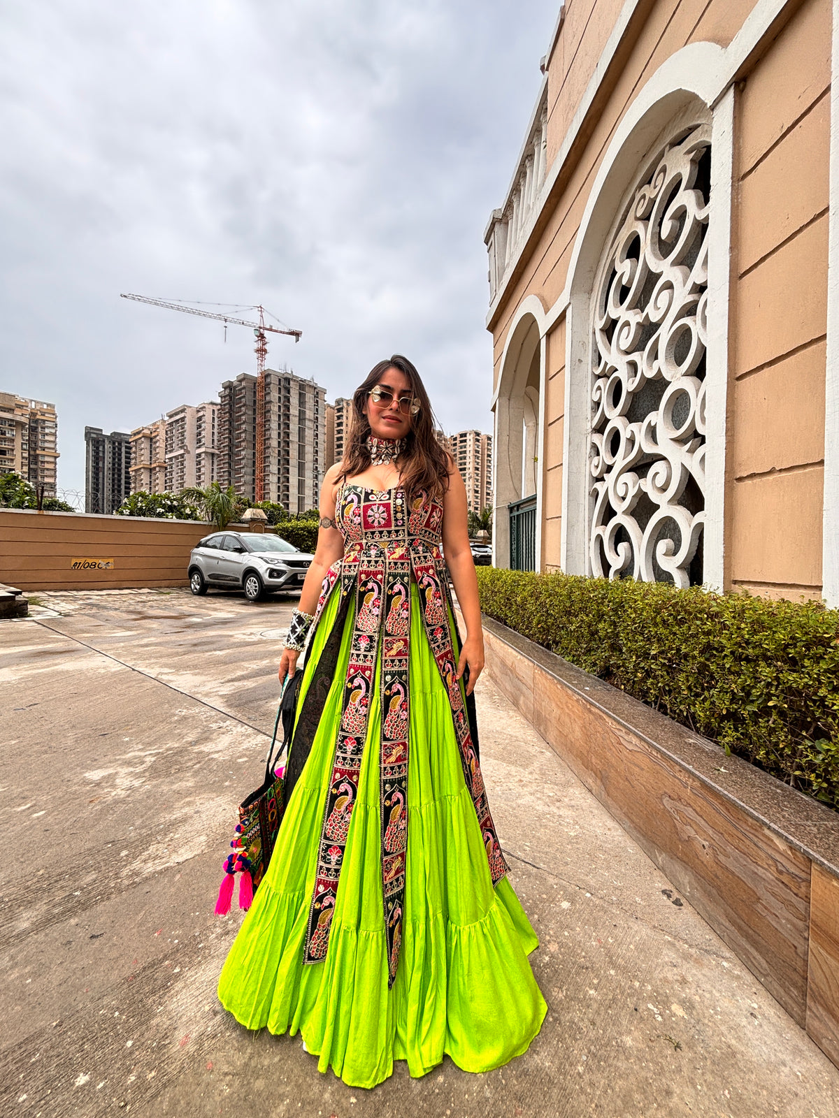 PARROT GREEN 3 LAYER ONLY BOTTOM (LEHENGA)