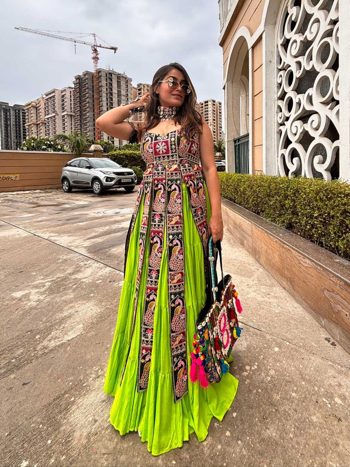 Navratri Ready Indo-Western Kurti in Embroidered Georgette