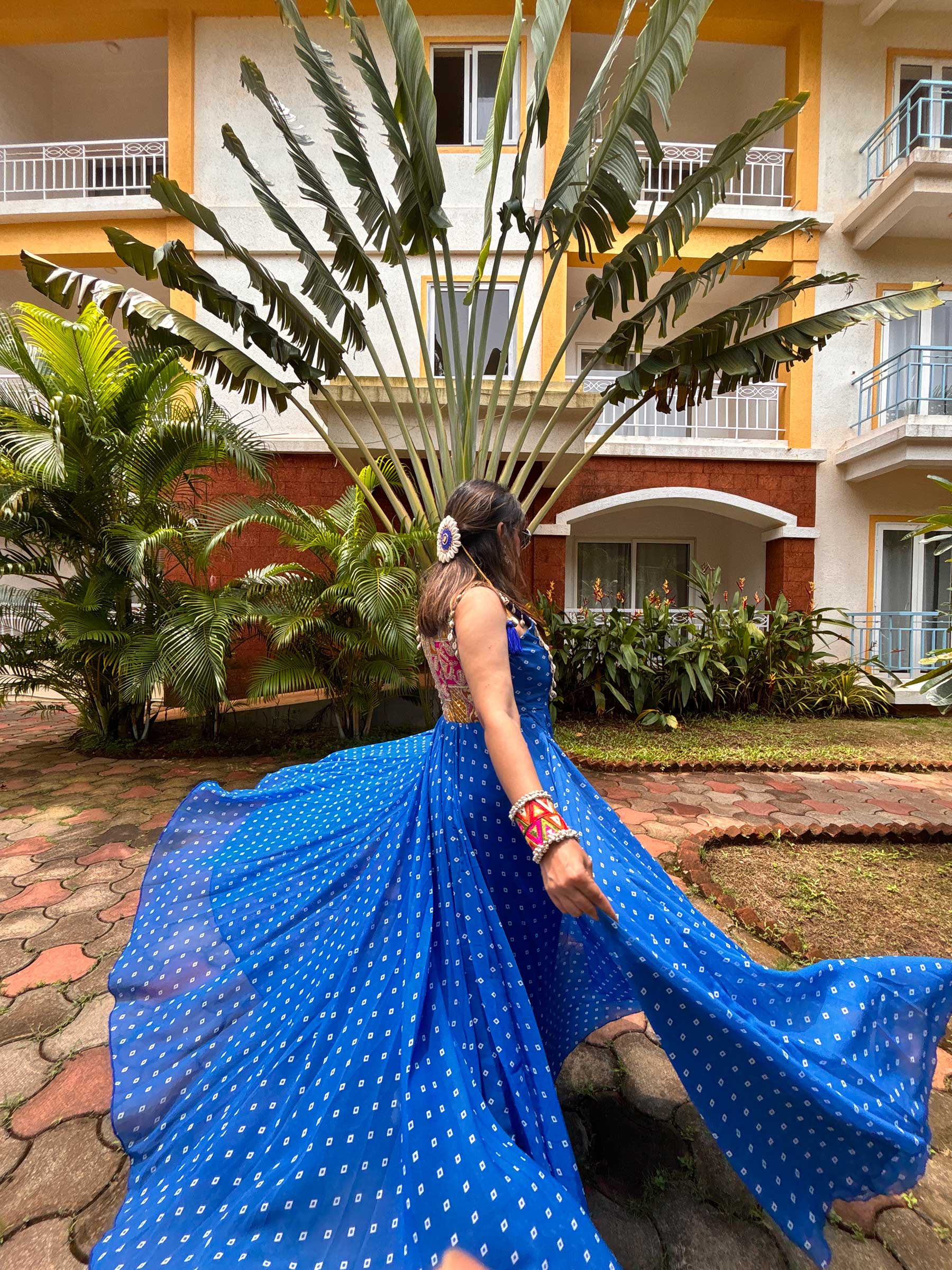 Ocean breeze bandhini maxi dress (Blue)