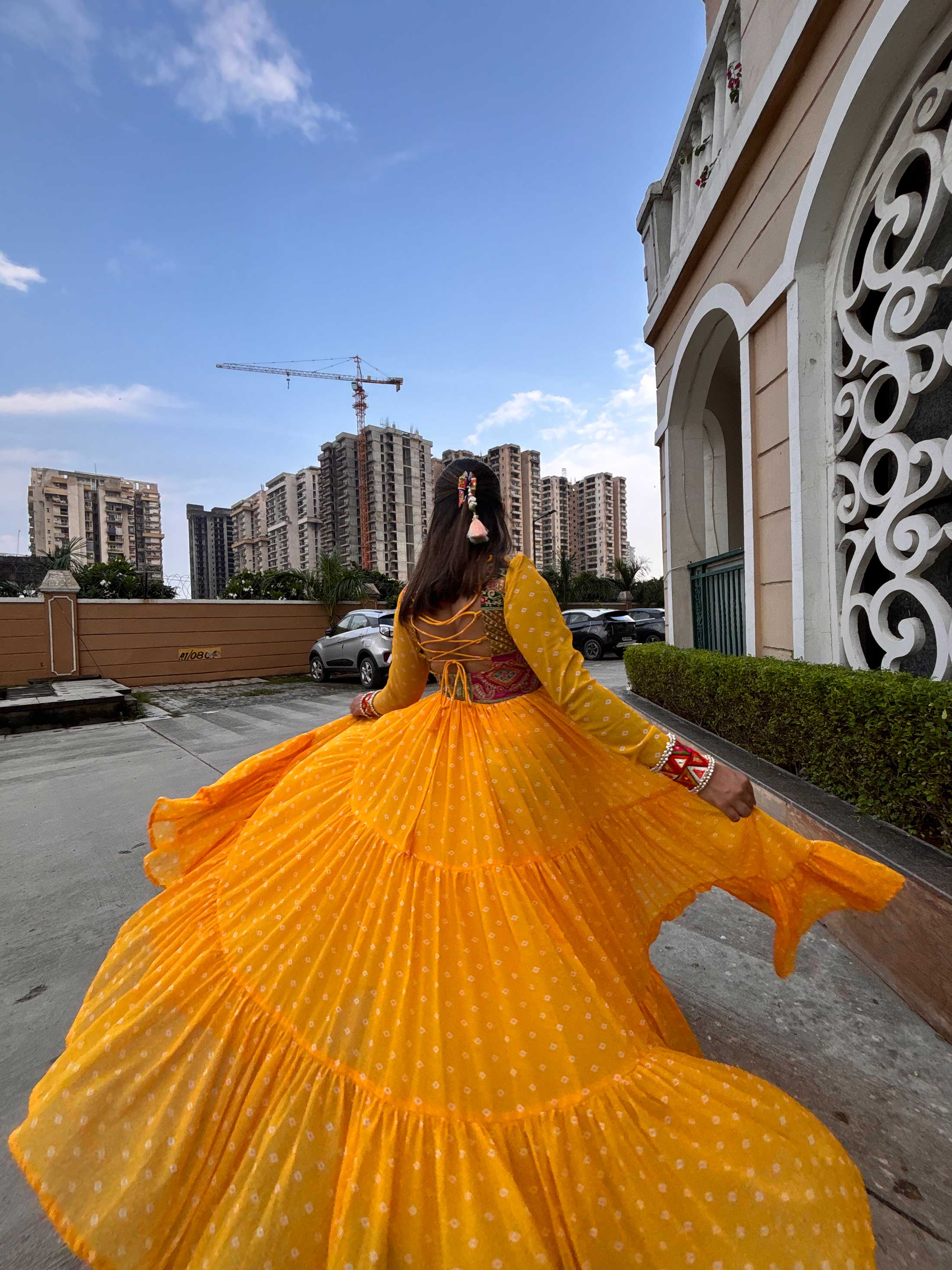 Yellow bandhini maxi dress
