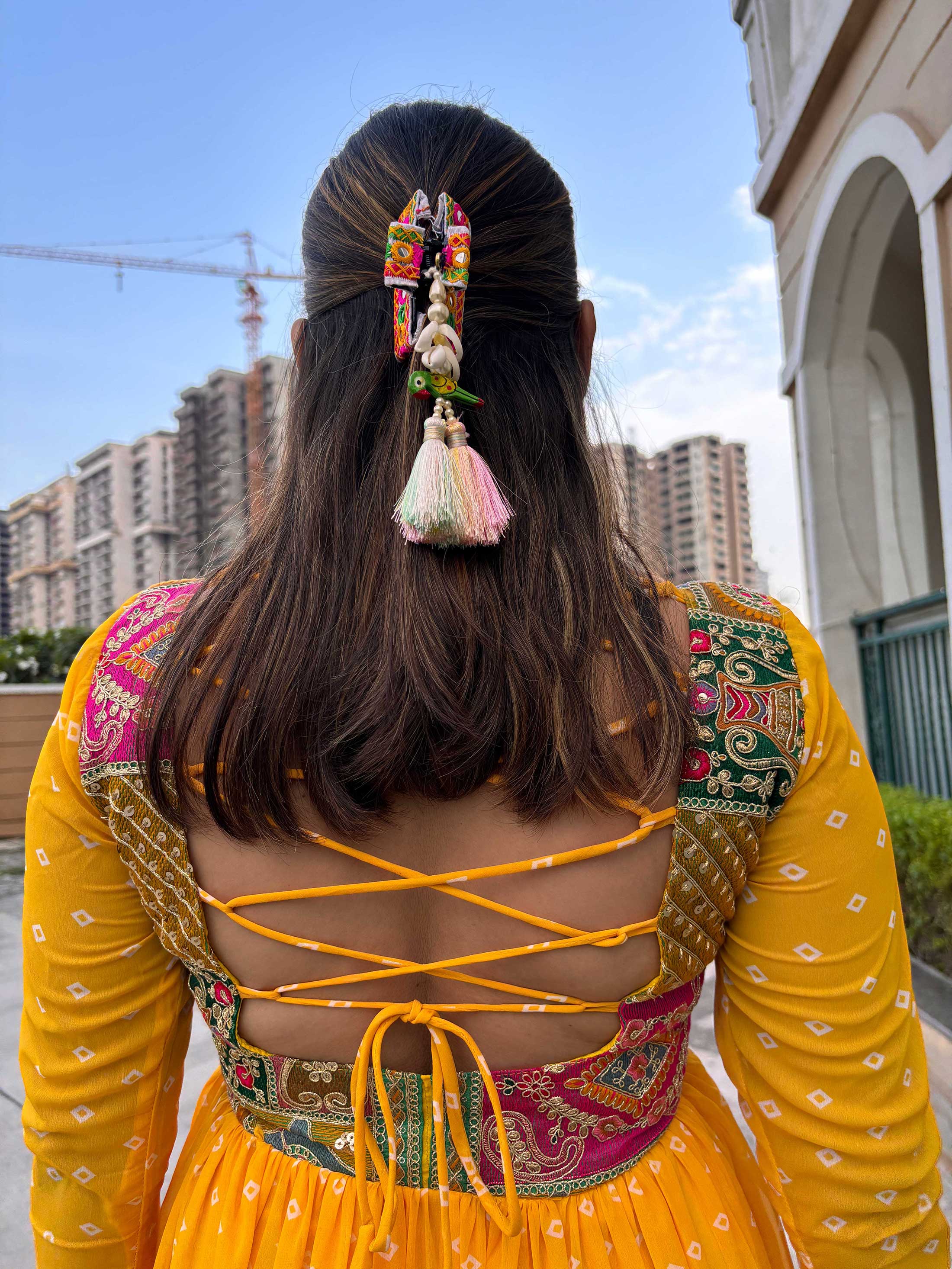 Yellow bandhini maxi dress