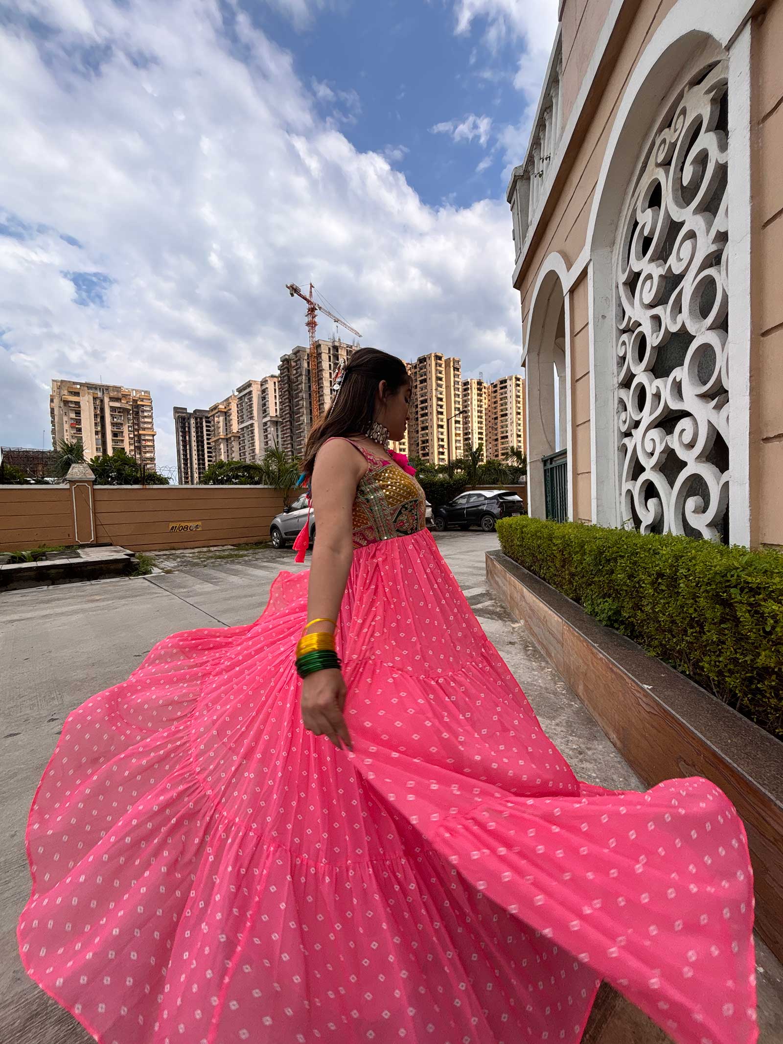 Light PInk Bandhini Maxi Dress