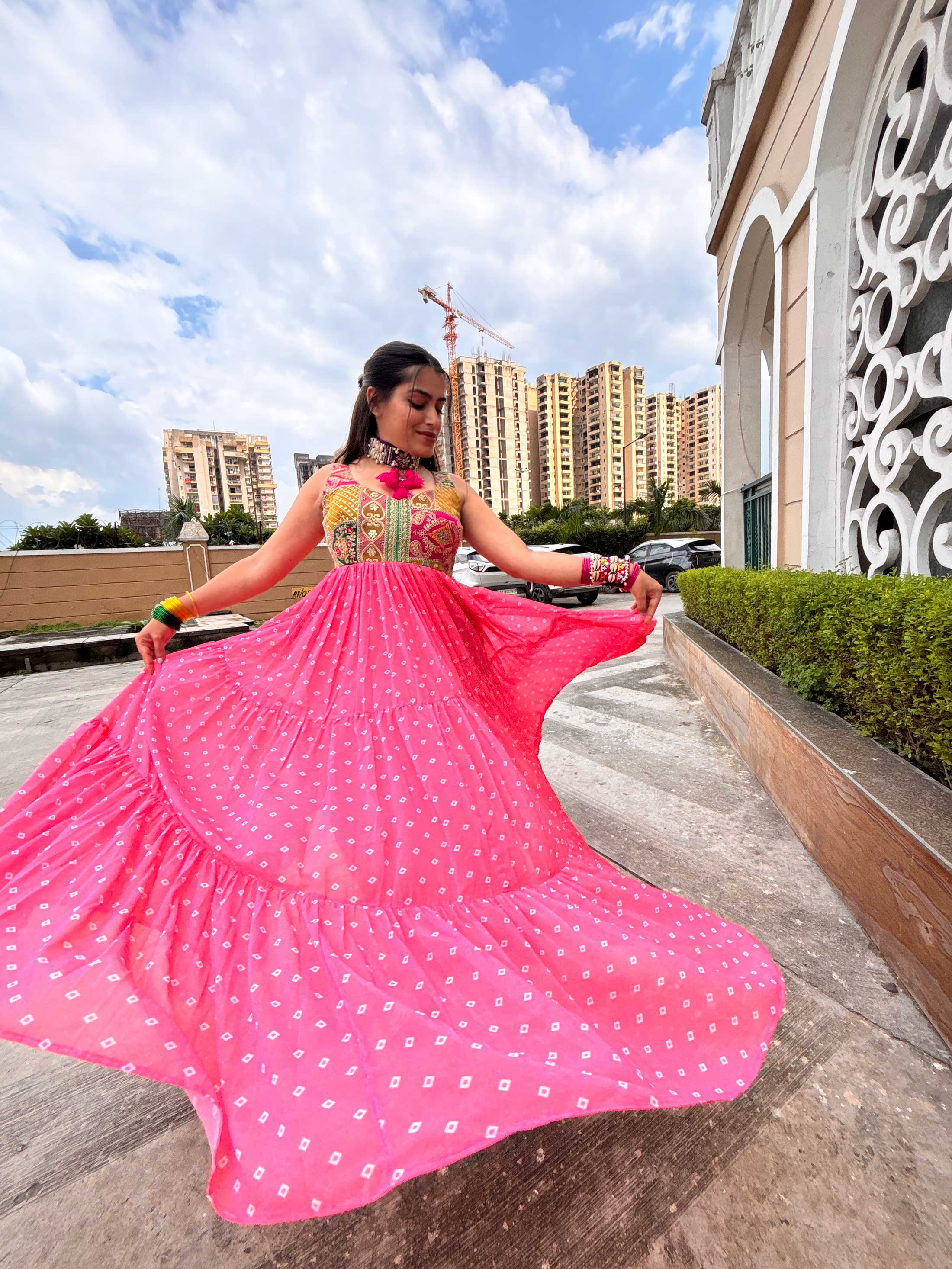 Light PInk Bandhini Maxi Dress