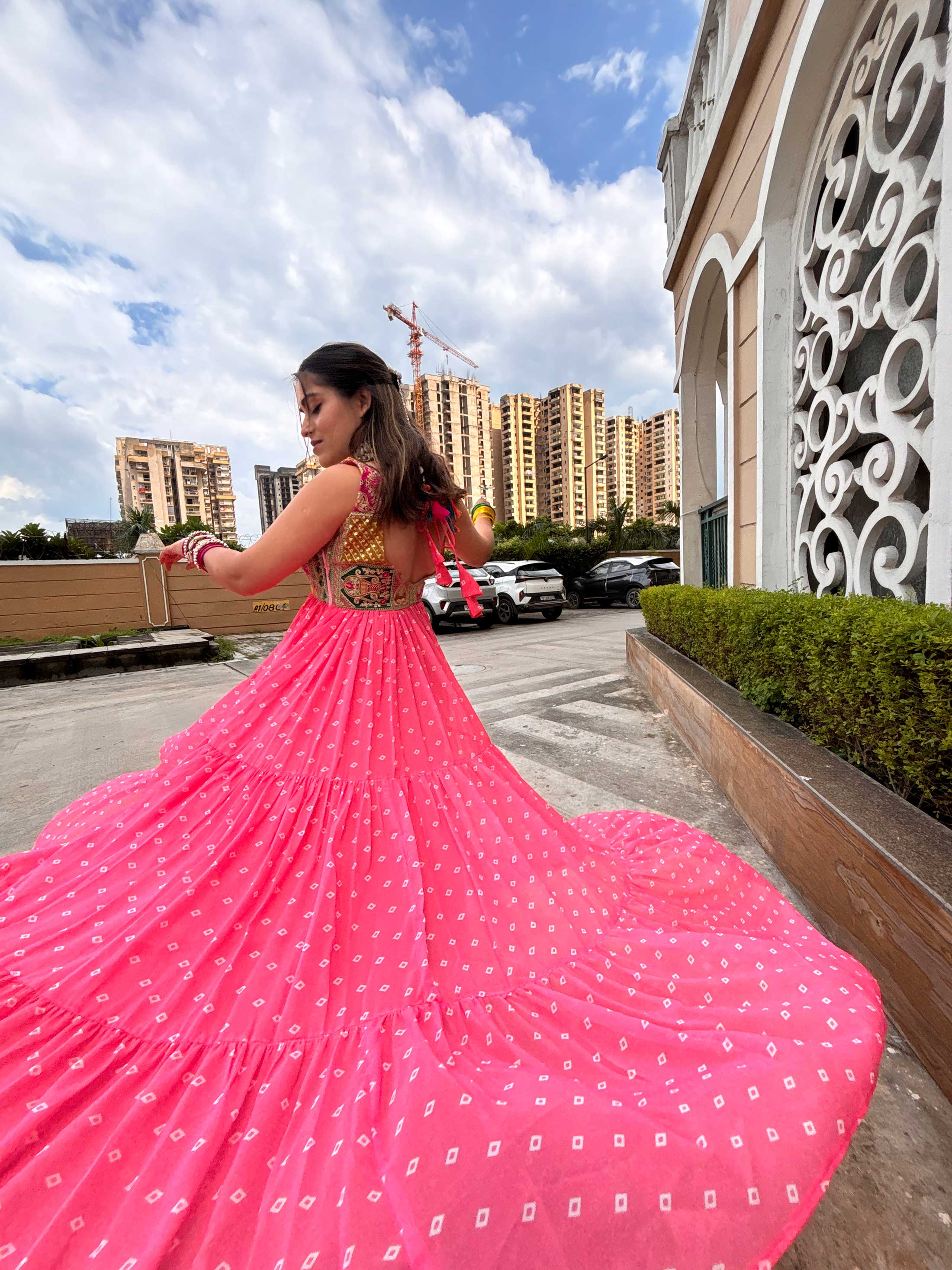 Light PInk Bandhini Maxi Dress