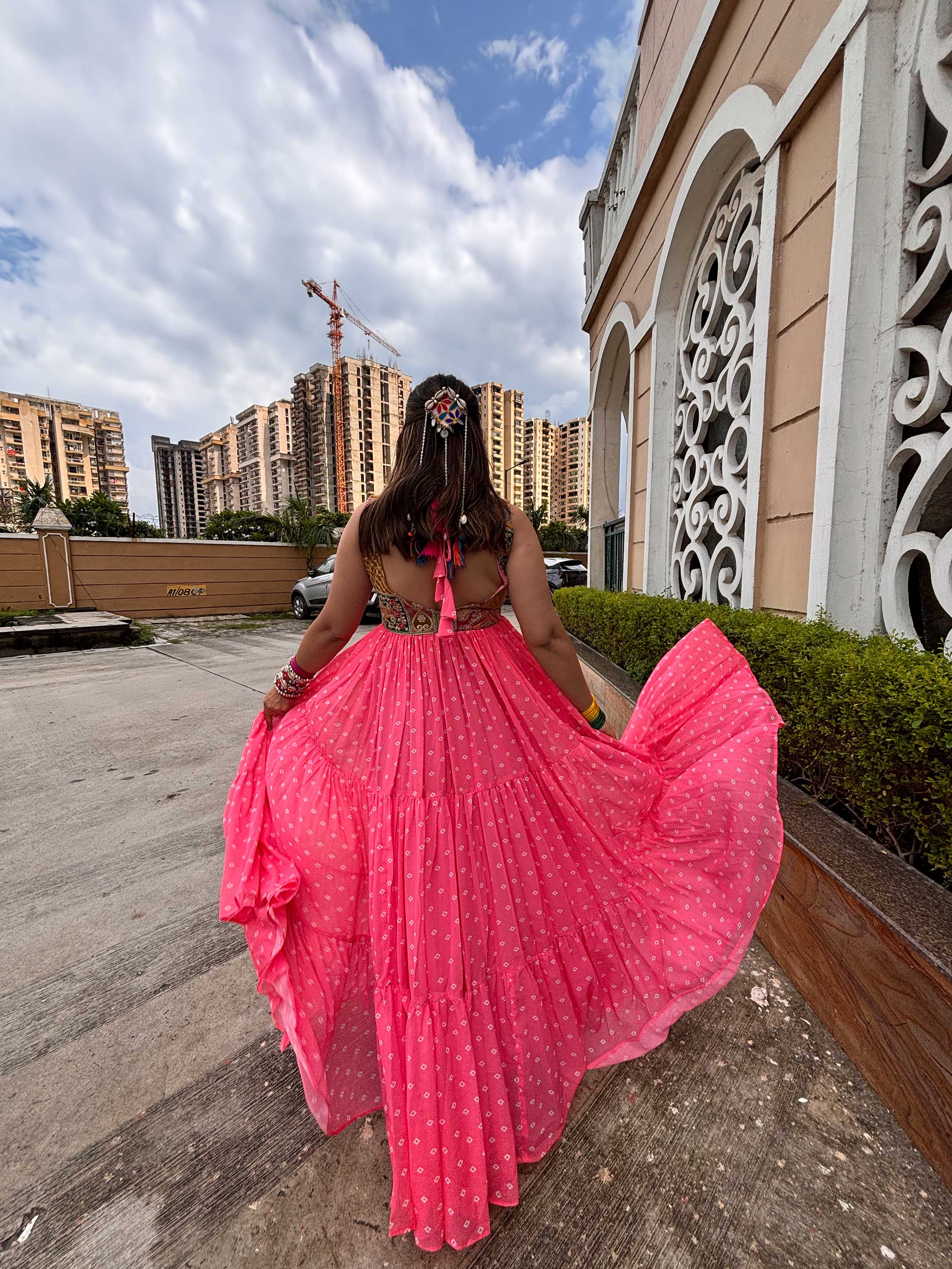 Light PInk Bandhini Maxi Dress