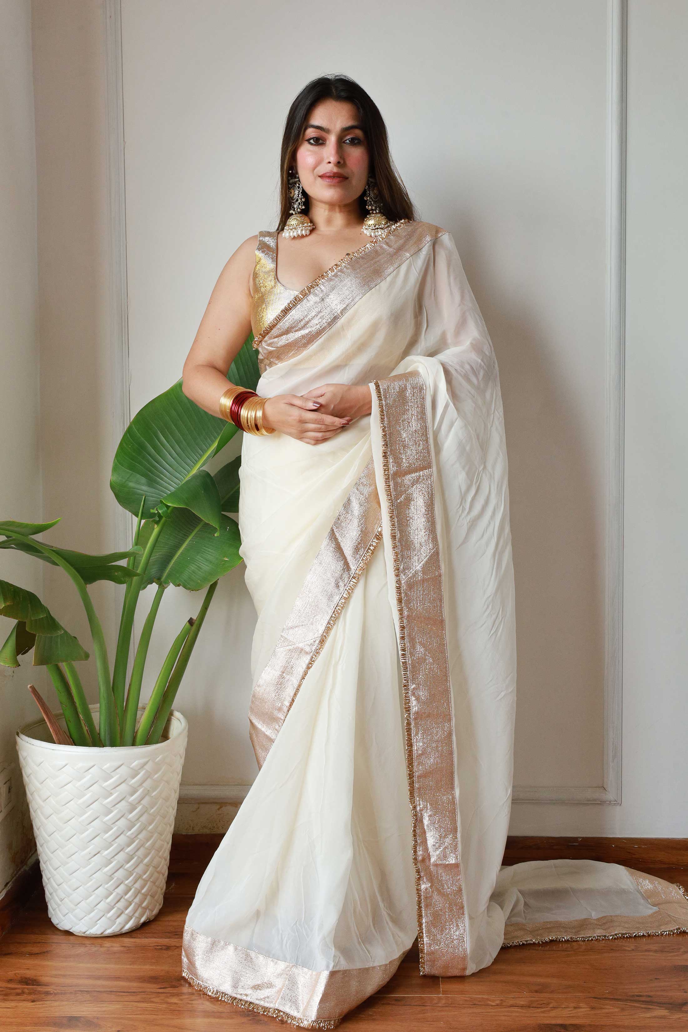 Off white Organza Saree