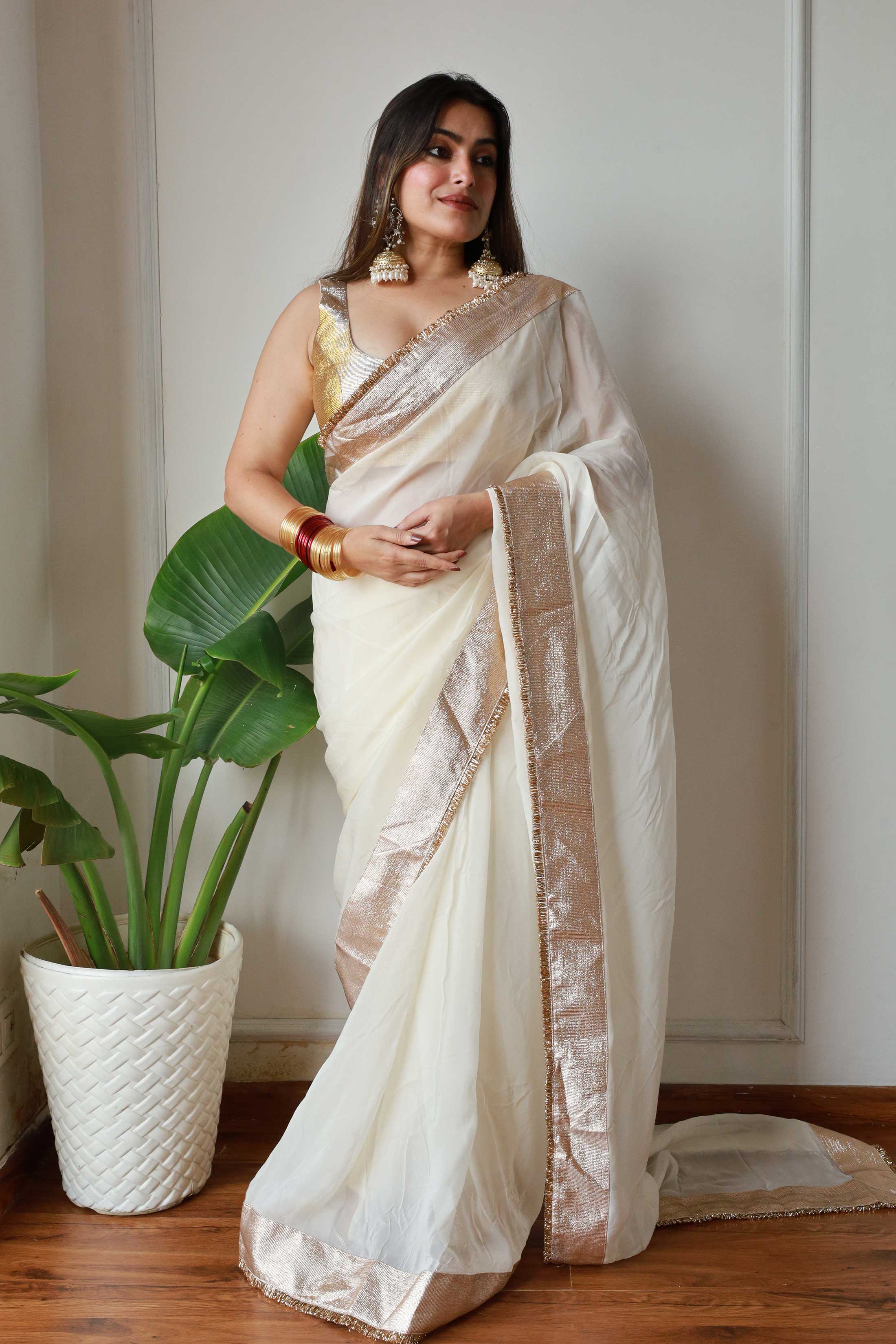 Off white Organza Saree