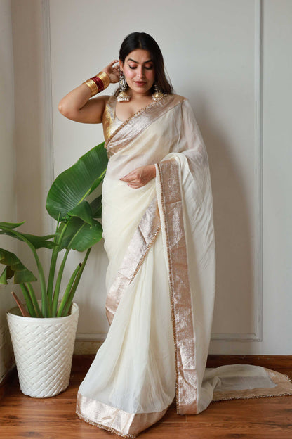 Off white Organza Saree