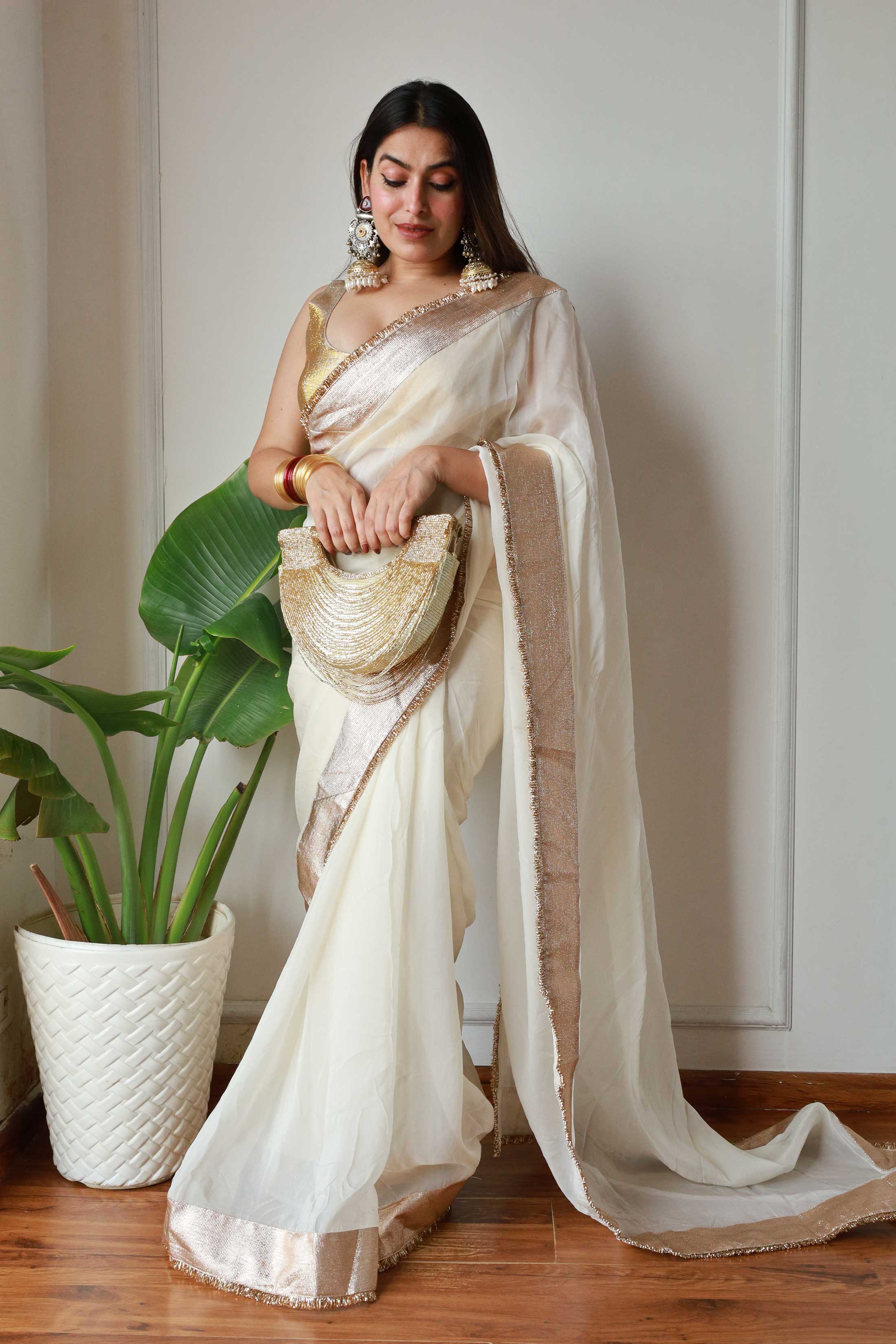 Off white Organza Saree