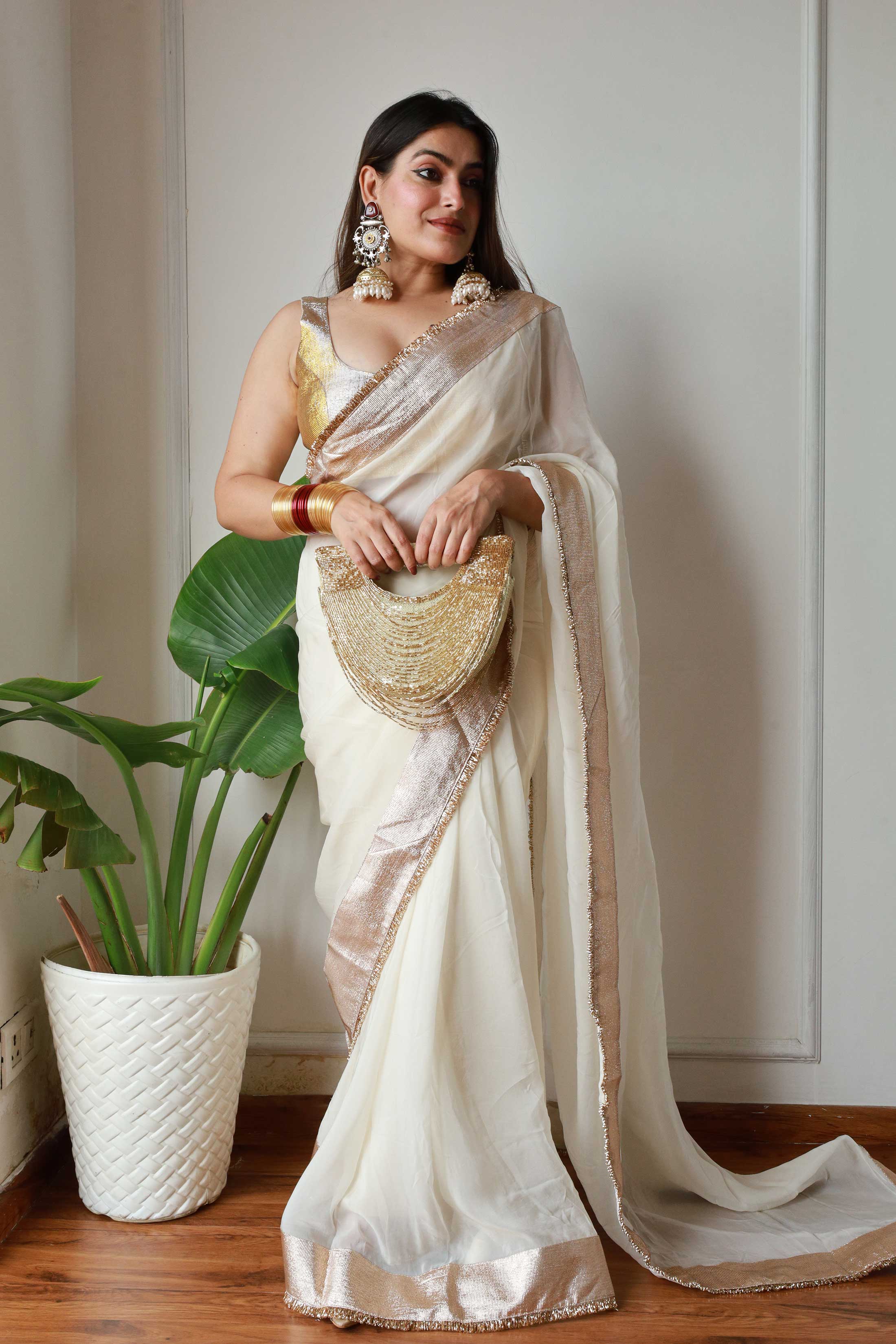 Off white Organza Saree