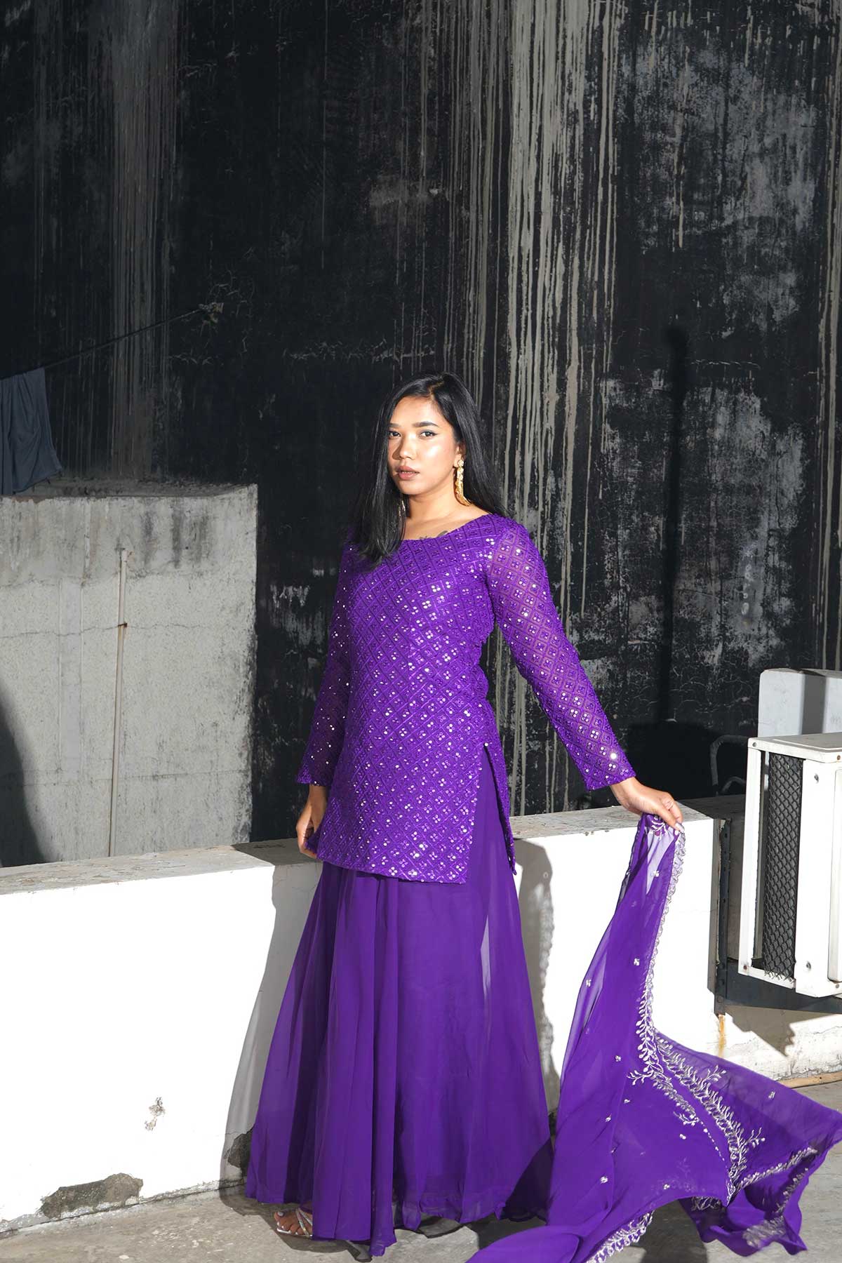 Alice  Embroidered Full Faired Palazzo Set