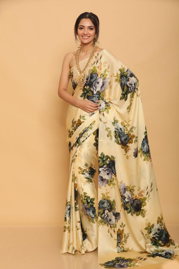 PRINTED SATIN SAREE