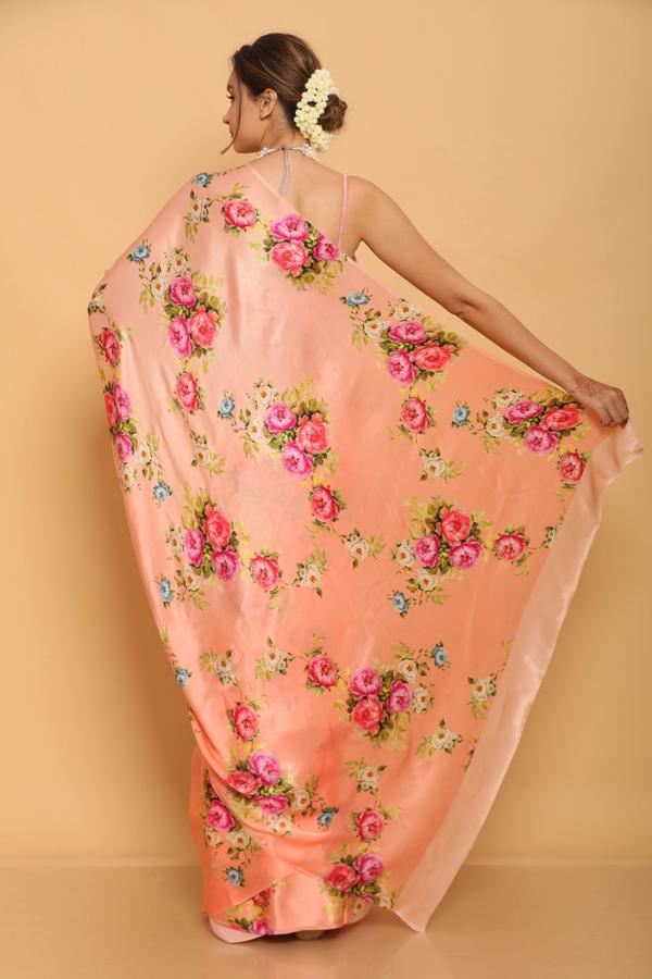 SATIN PRINTED SAREE