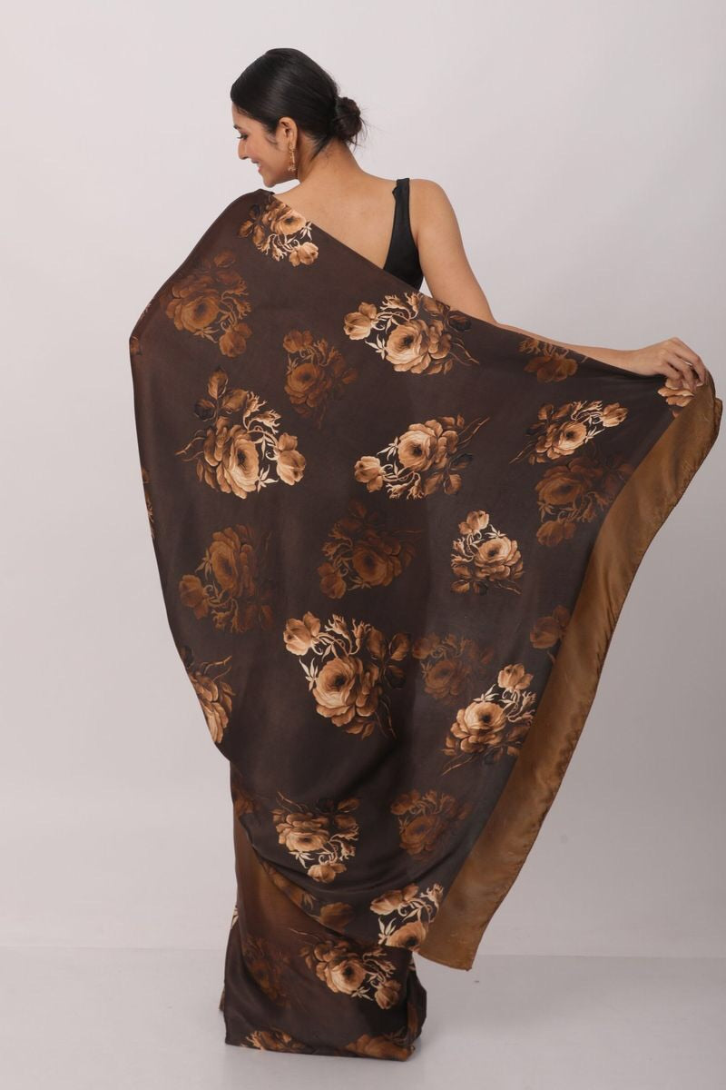 Floral Printed Satin saree
