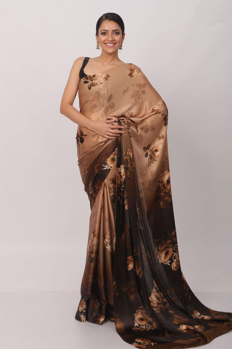 Floral Printed Satin saree