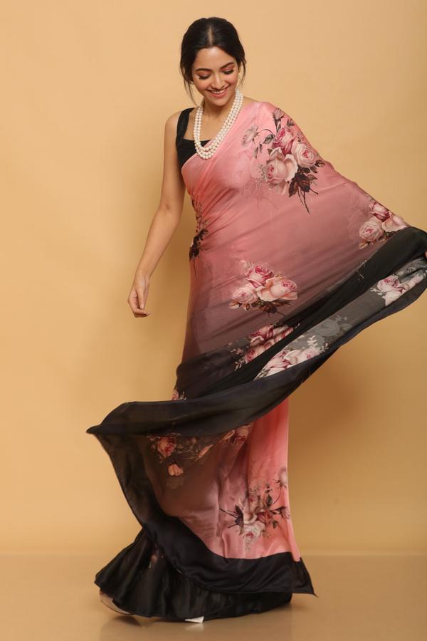 SATIN PRINTED SAREE