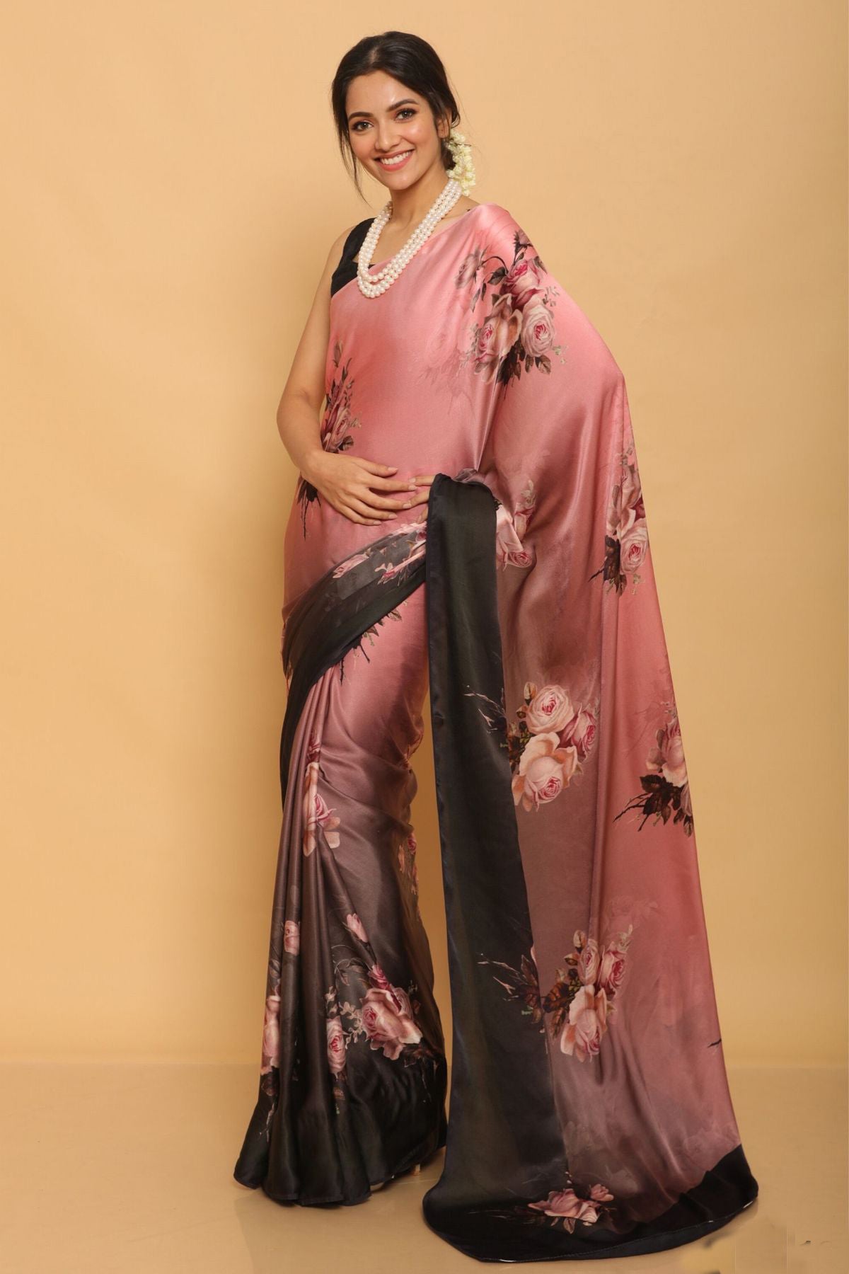 SATIN PRINTED SAREE