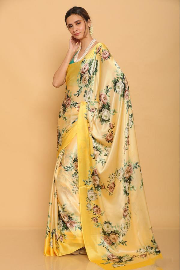 PRINTED SATIN SAREE
