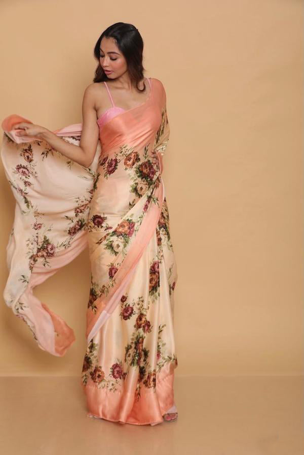 FLORAL SATIN SAREE