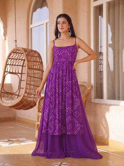 AVIKA PURPLE BANDHANI KURTA SET