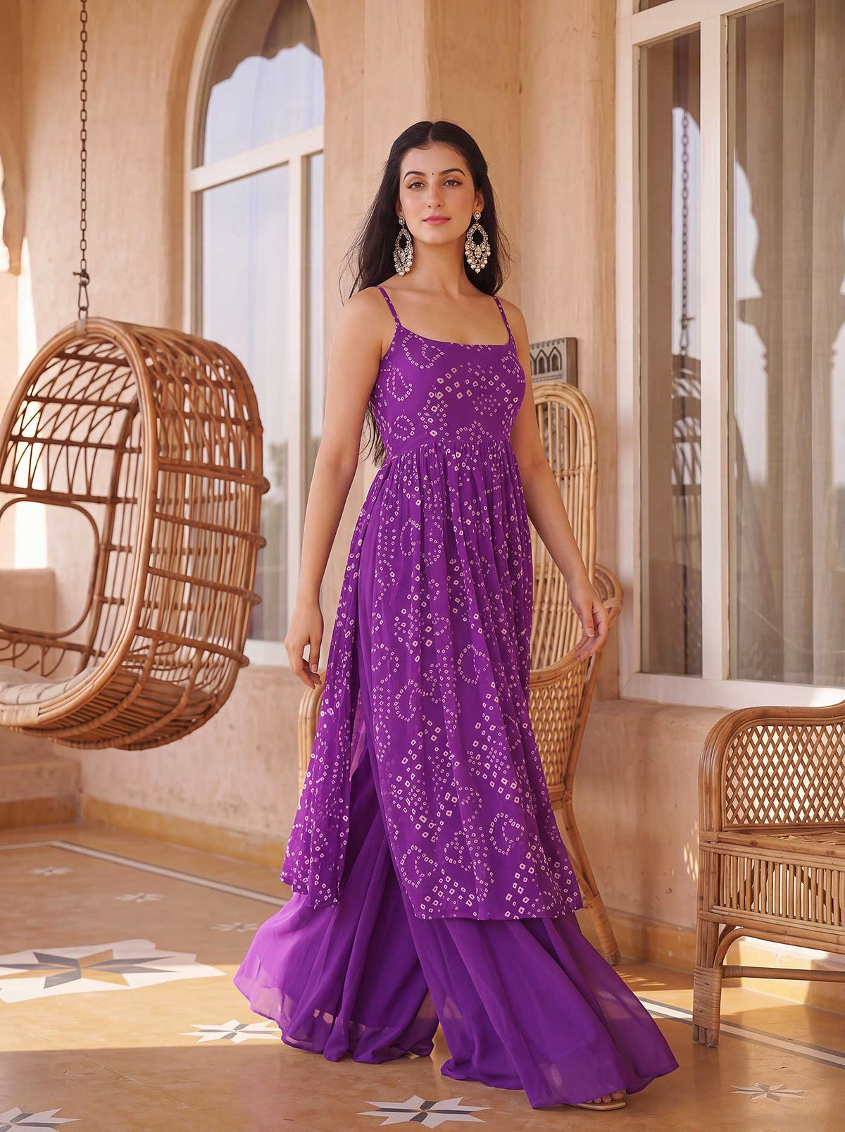 AVIKA PURPLE BANDHANI KURTA SET