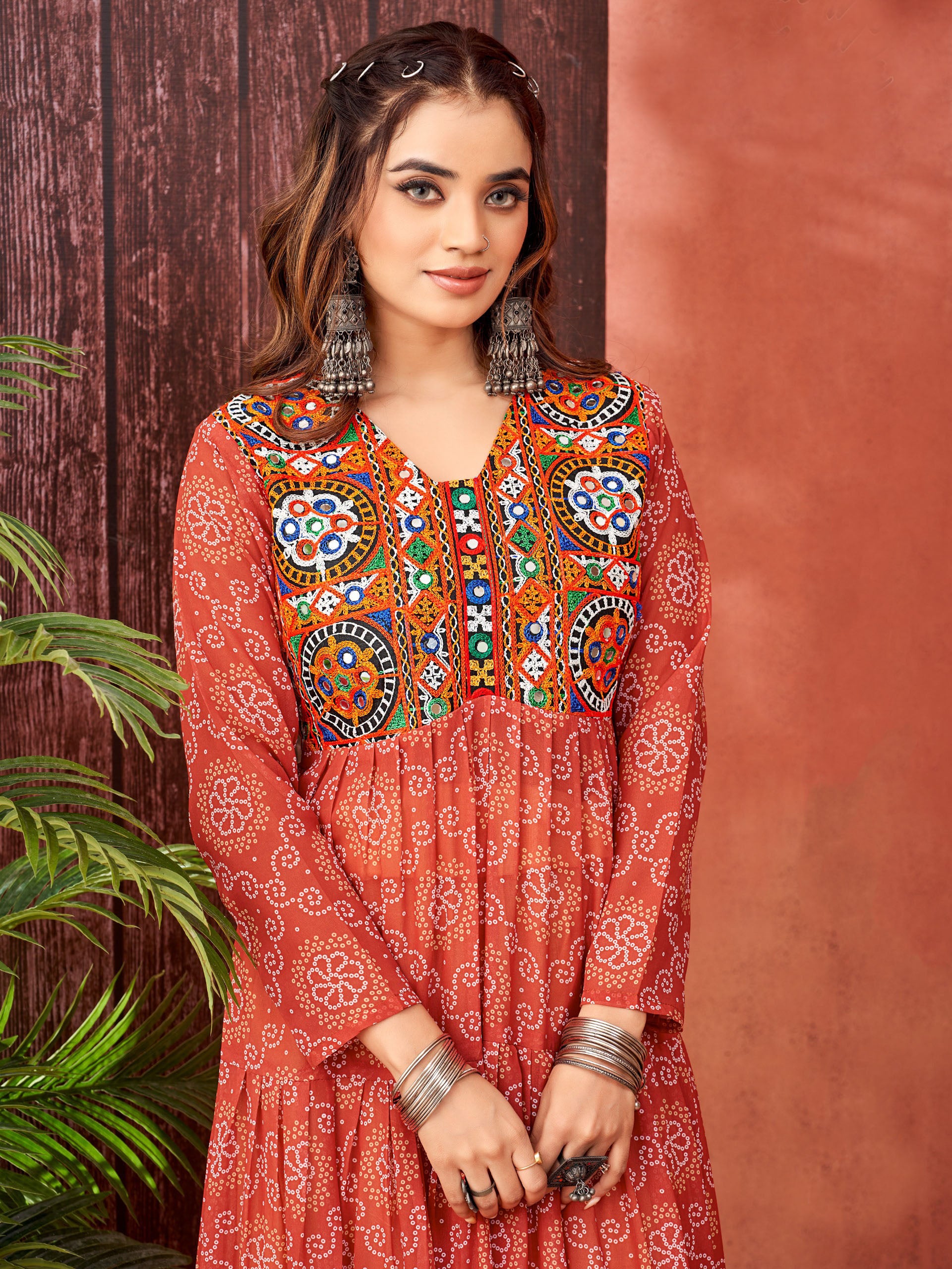 Navratri Faux Georgette Gown with Full Flaired