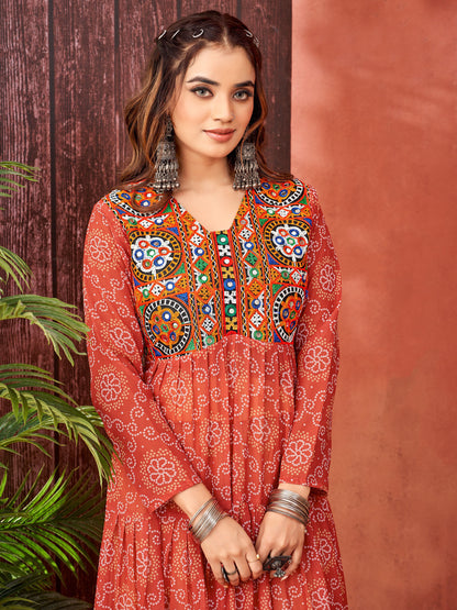 Navratri Faux Georgette Gown with Full Flaired
