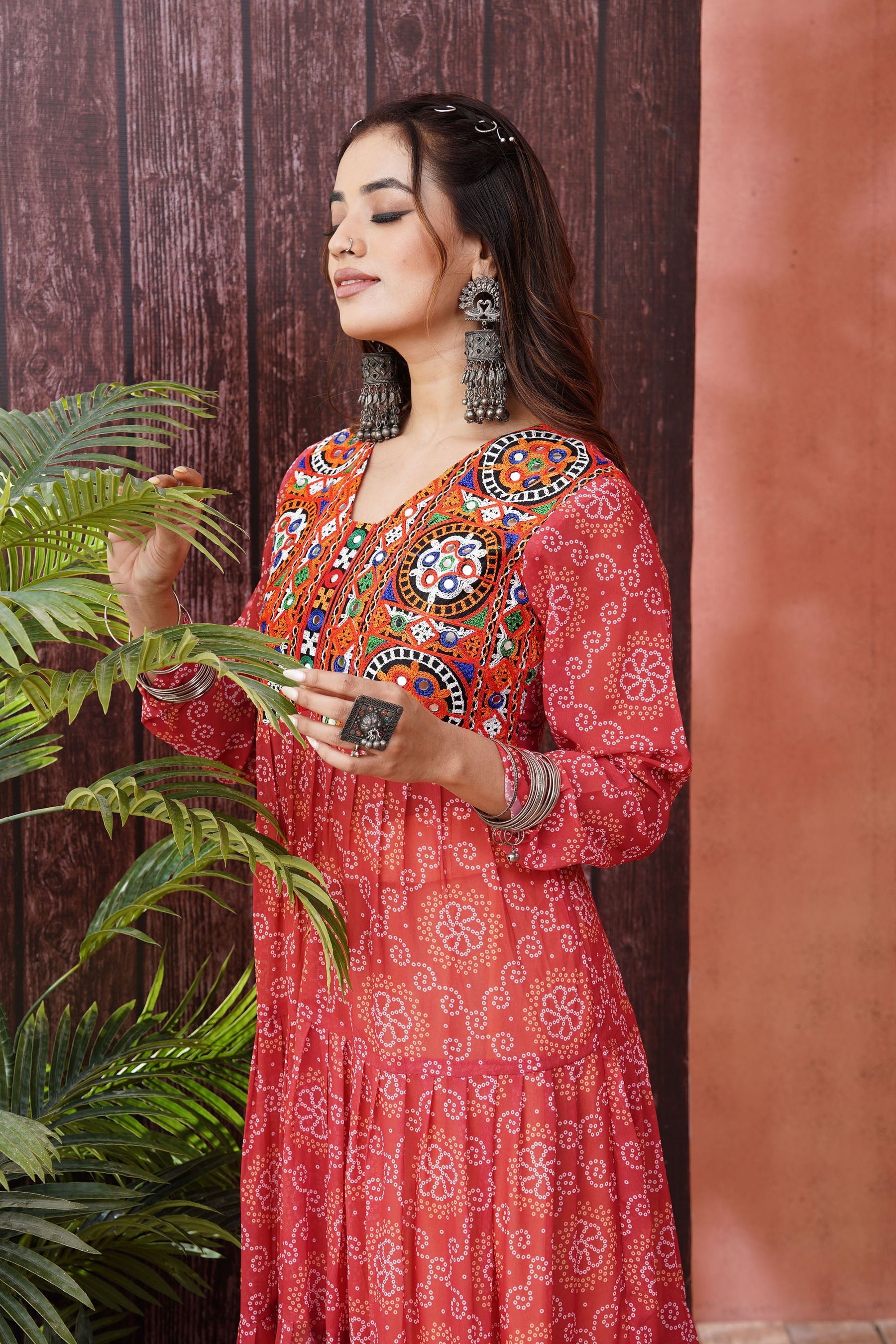 Navratri Faux Georgette Gown with Full Flaired