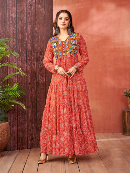 Navratri Faux Georgette Gown with Full Flaired