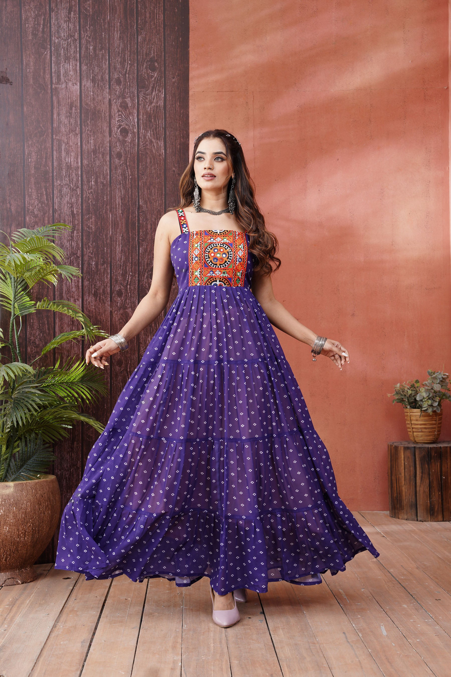Navratri Faux Georgette Gown with Full Flair