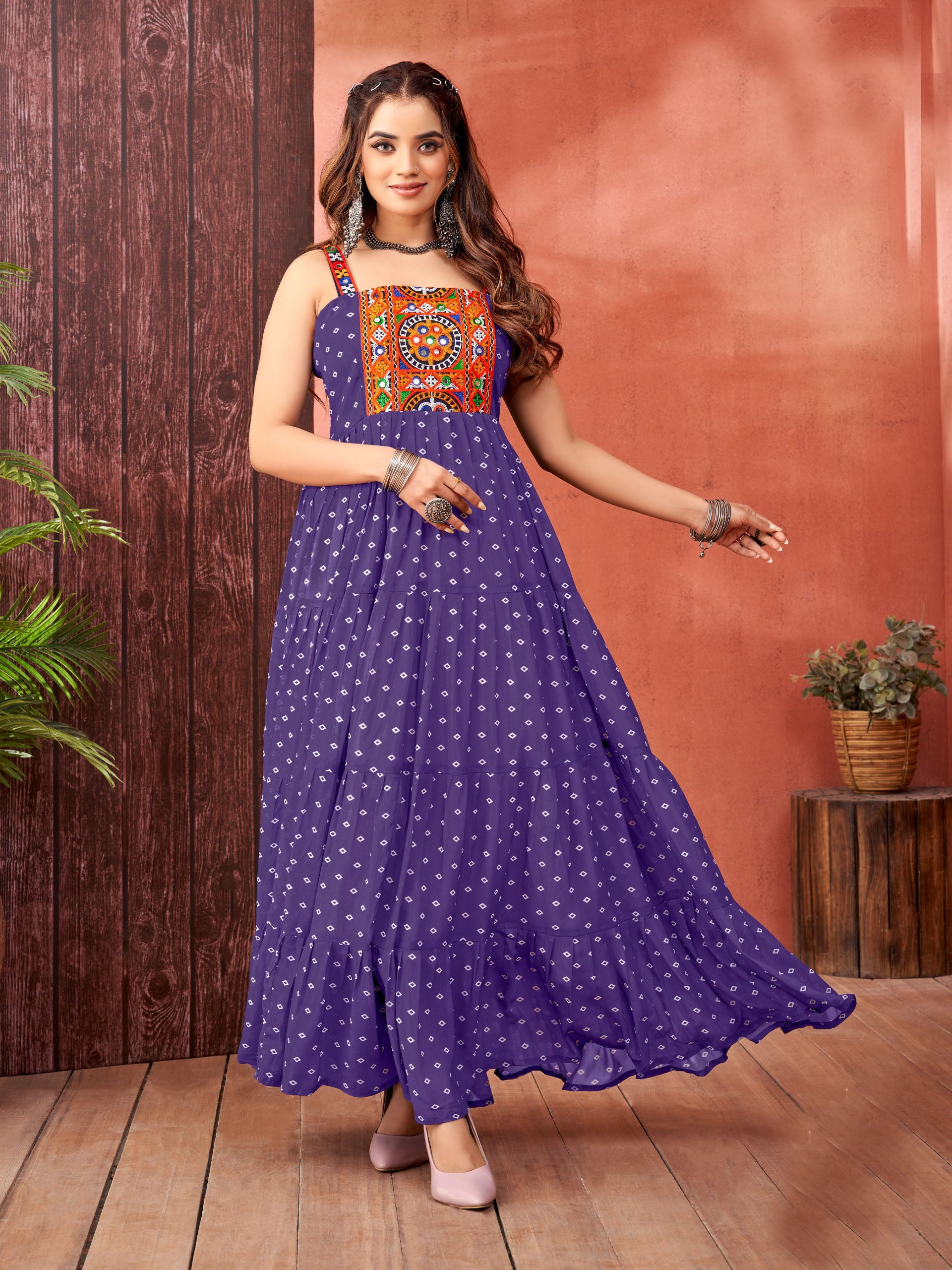 Navratri Faux Georgette Gown with Full Flair