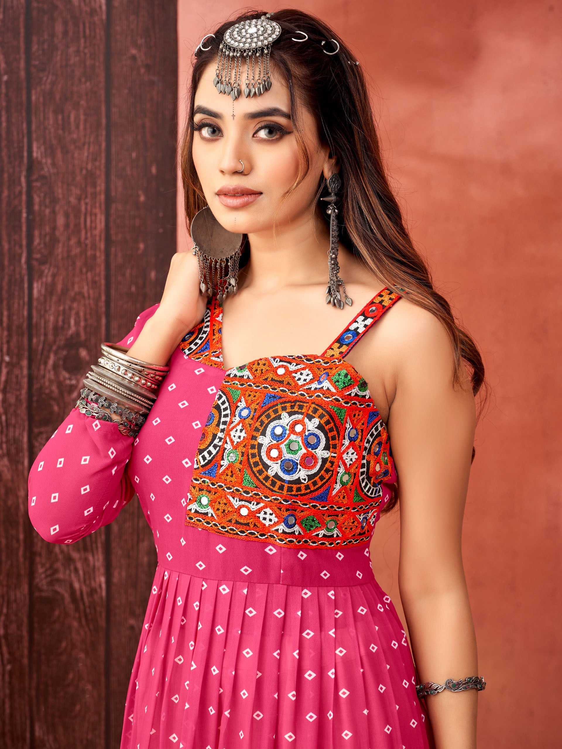 Navratri Faux Georgette Gown with Full Flair