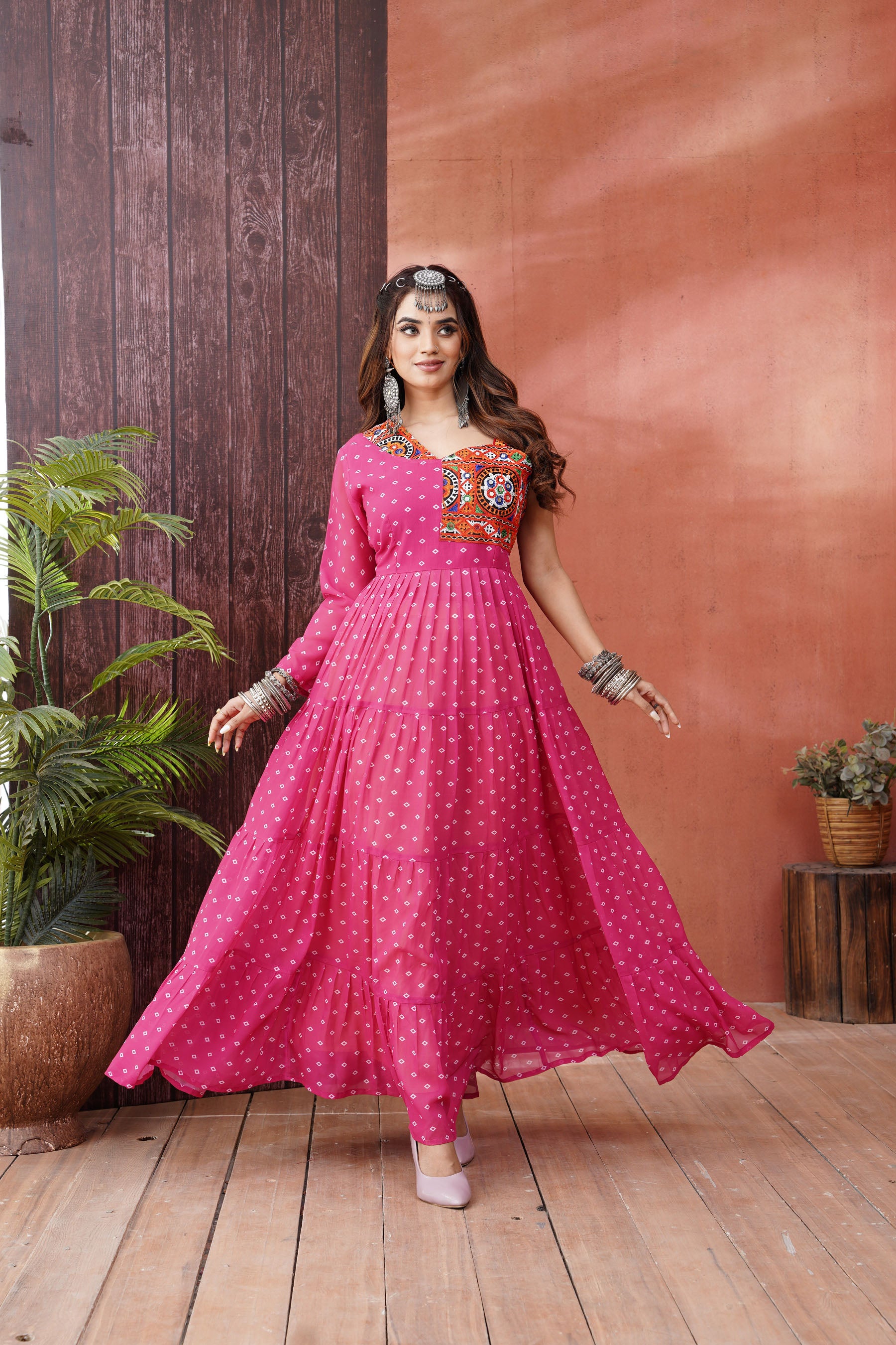 Navratri Faux Georgette Gown with Full Flair