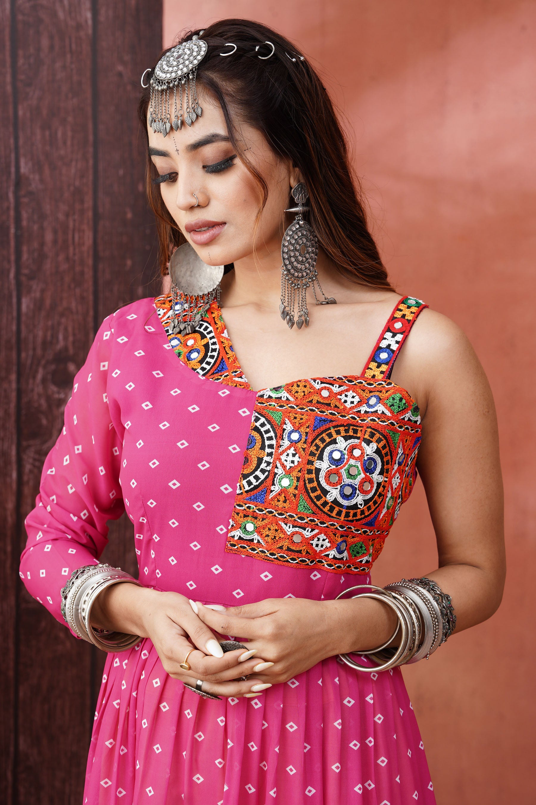 Navratri Faux Georgette Gown with Full Flair