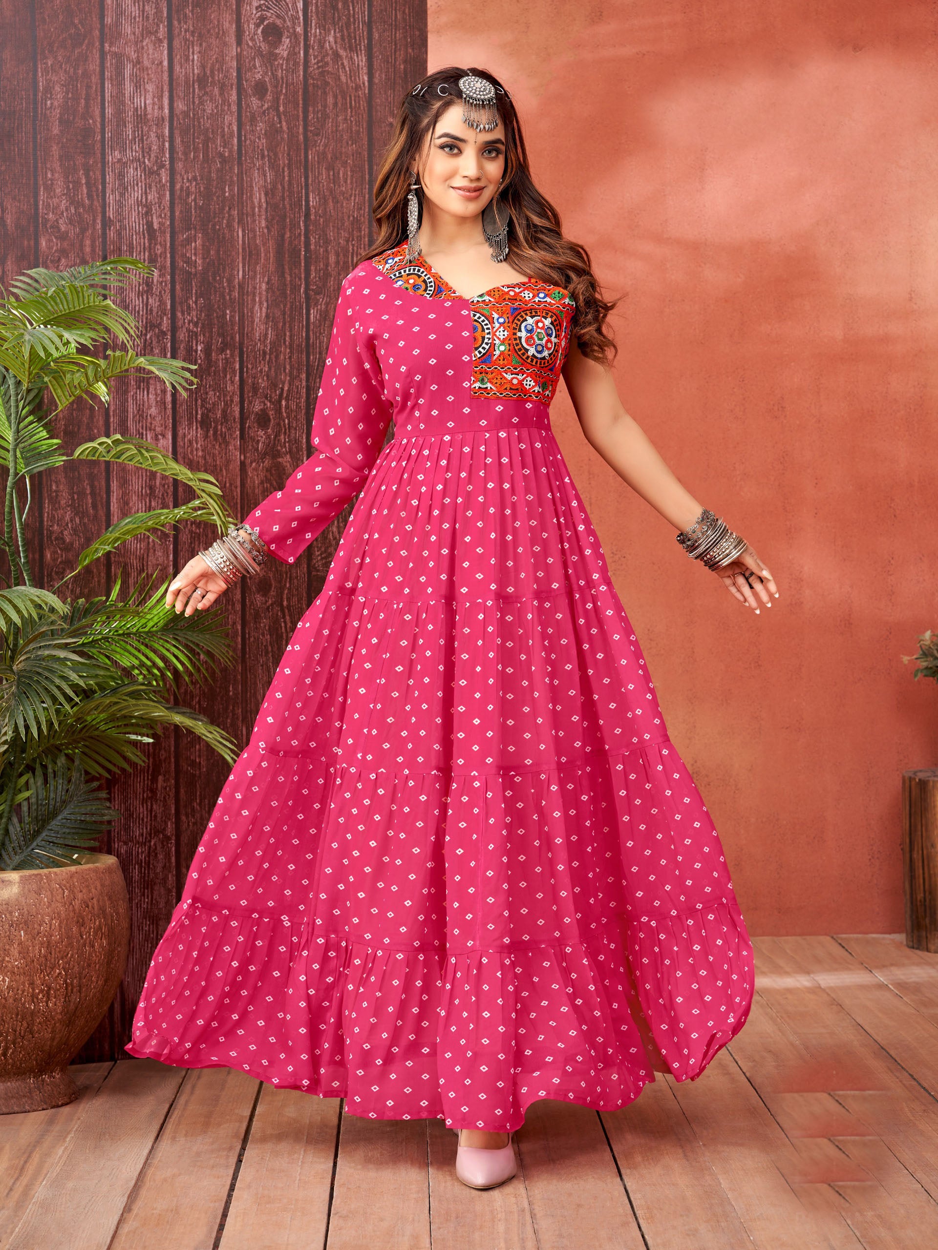 Navratri Faux Georgette Gown with Full Flair