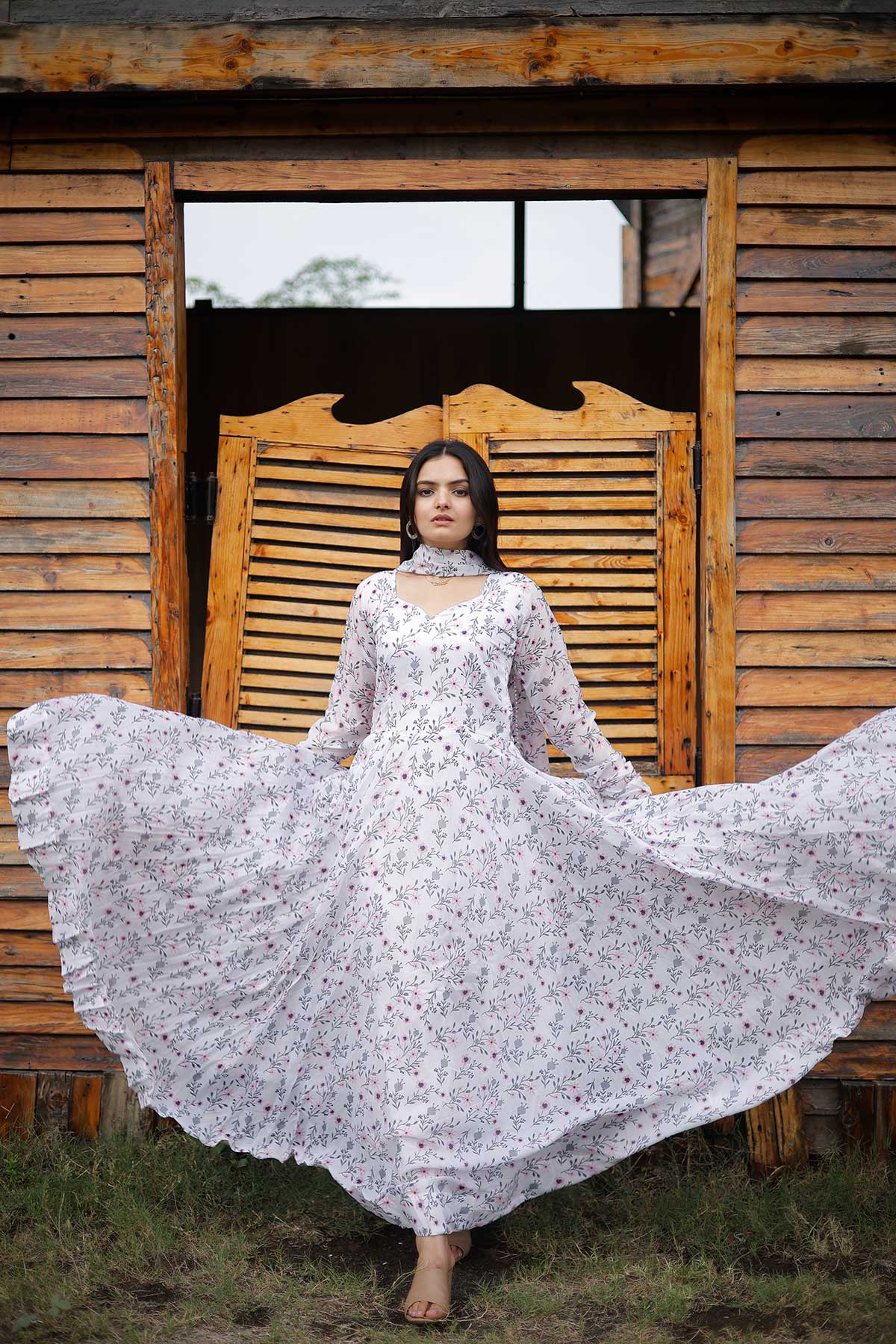 RHEA PRINTED TABBY SILK MAXI SET