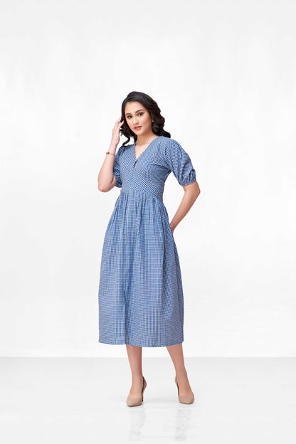 CLARA BLUE CHEX DRESS