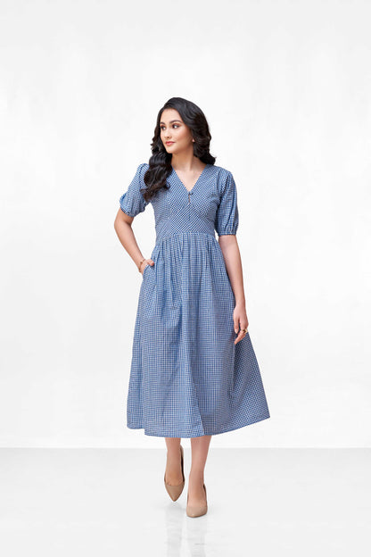 CLARA BLUE CHEX DRESS