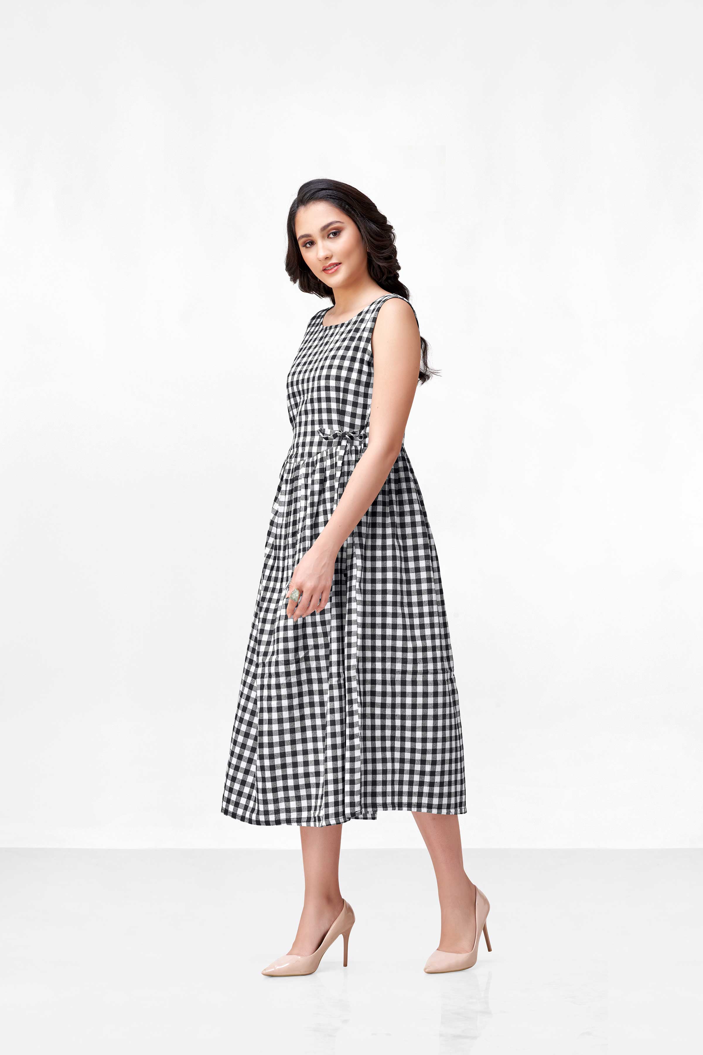 CLORA BLACK CHEX DRESS