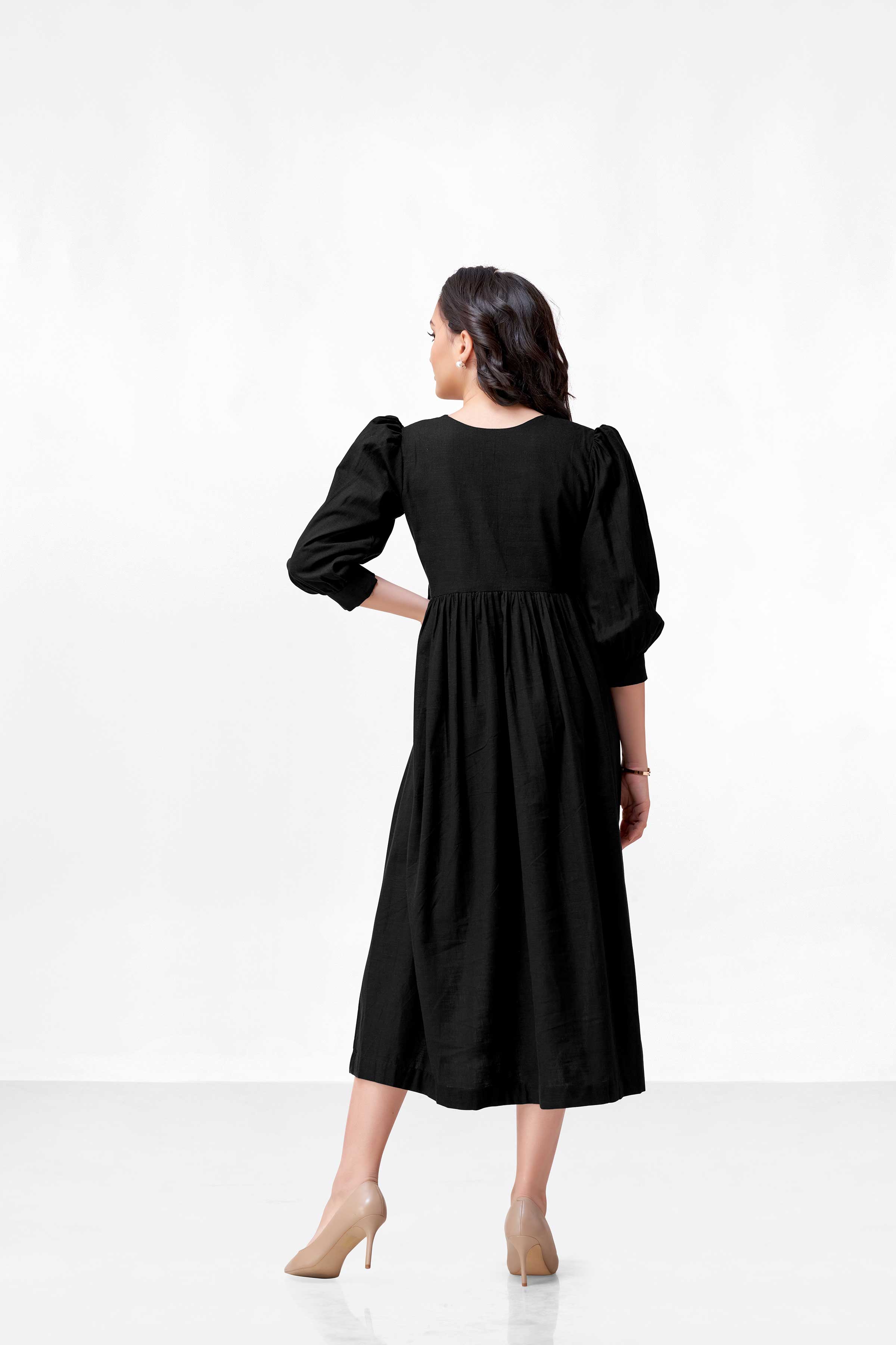 VIBHA BLACK COTTON DRESS