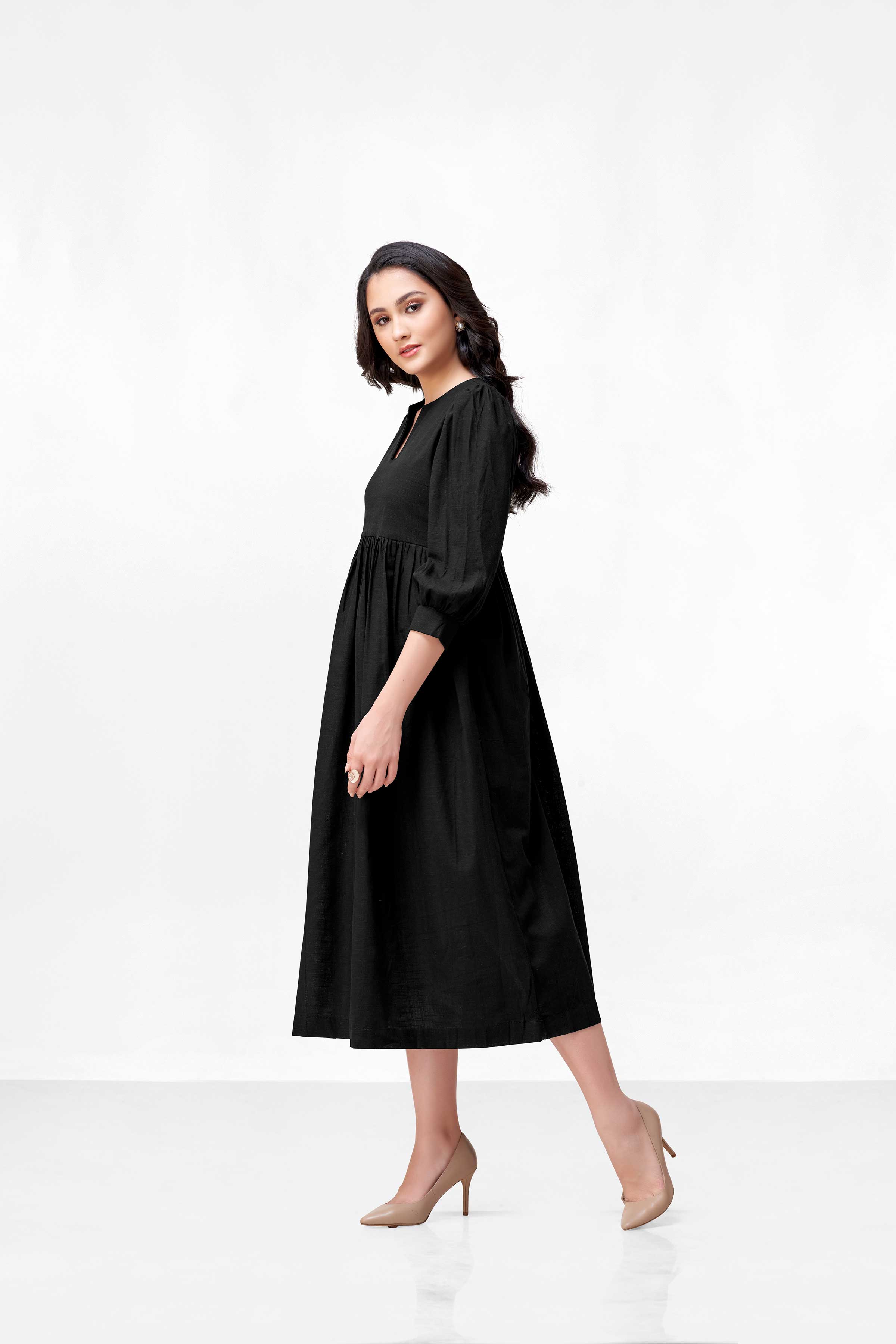 VIBHA BLACK COTTON DRESS
