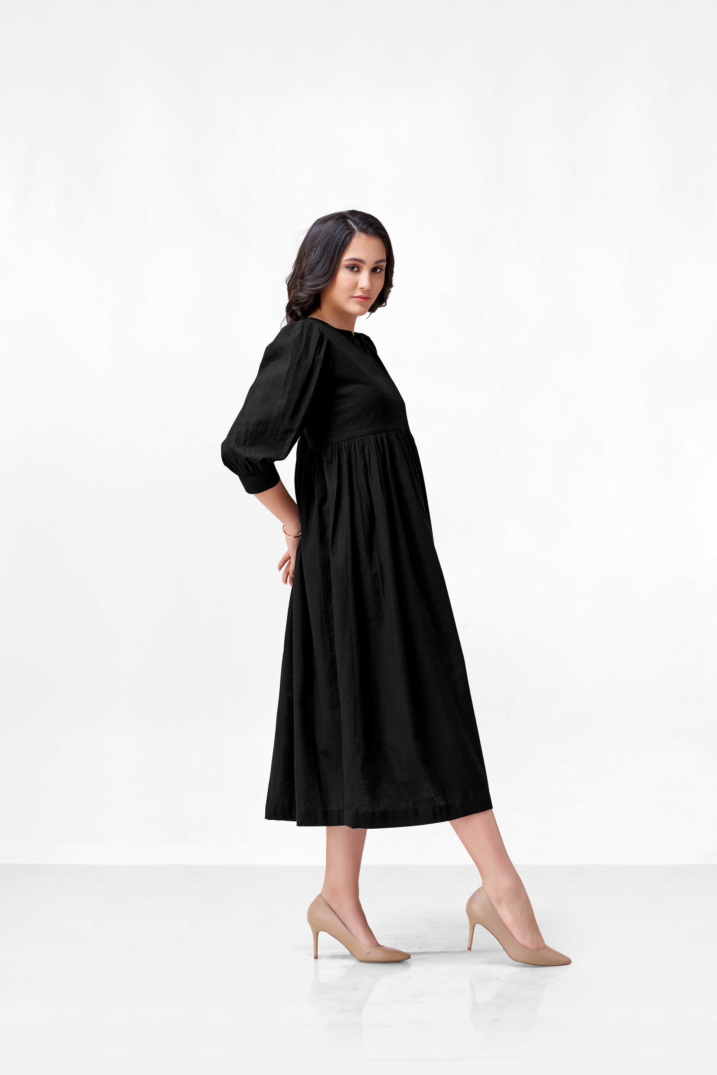 VIBHA BLACK COTTON DRESS