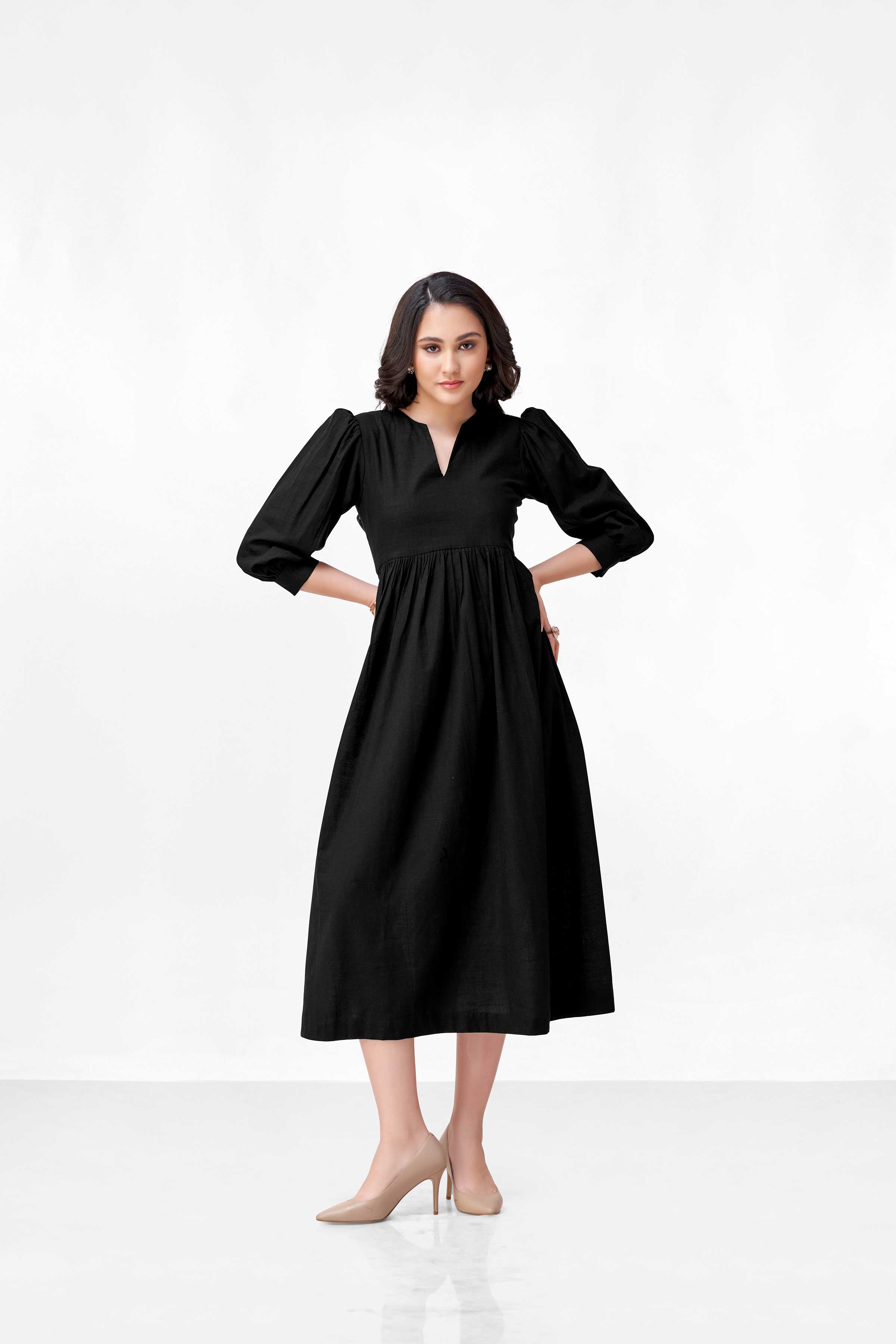 VIBHA BLACK COTTON DRESS