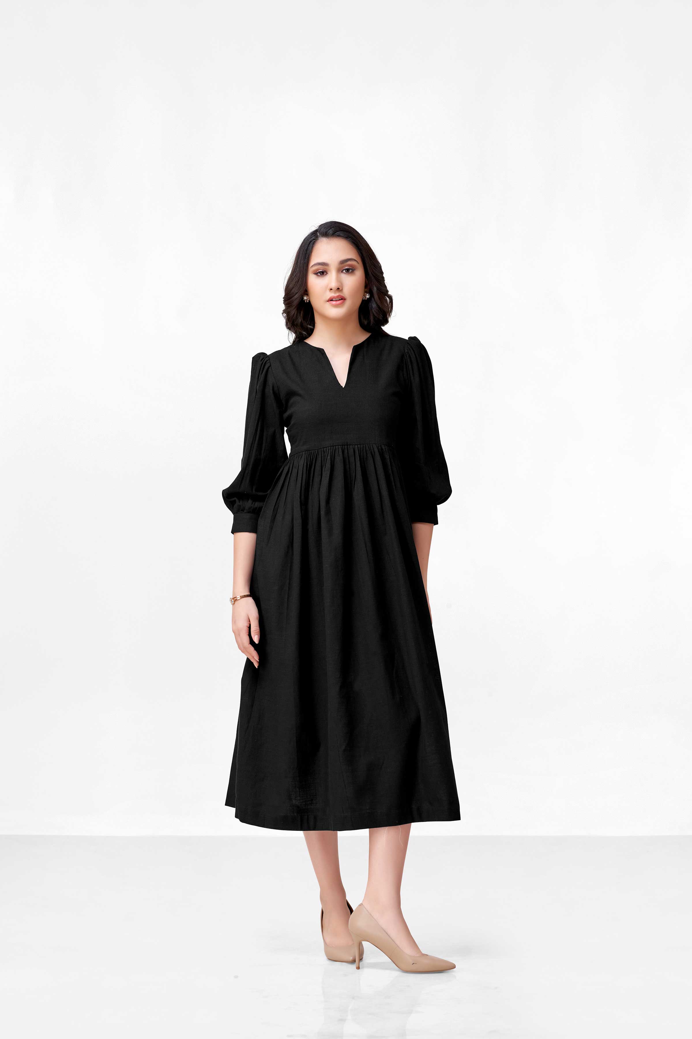 VIBHA BLACK COTTON DRESS